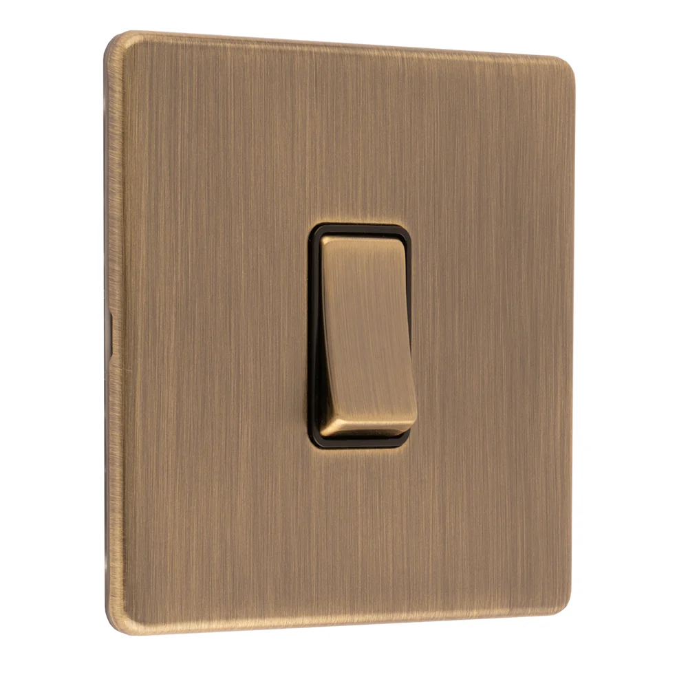 Concealed 3mm 1 Gang Switch - Antique Brass - Image 4