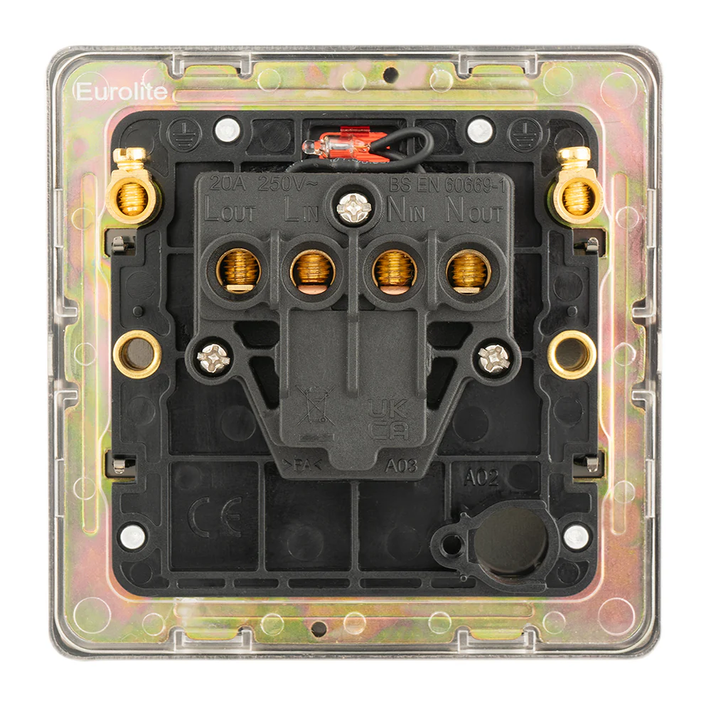 Concealed 3mm 20Amp Switch With Neon Indicator - Antique Brass - Image 3