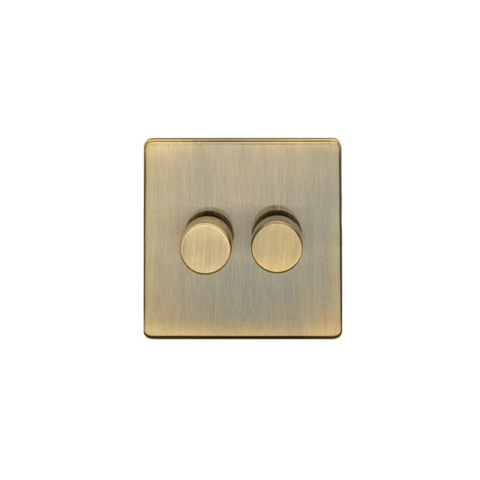 Concealed 3mm 2 Gang Dimmer - Antique Brass