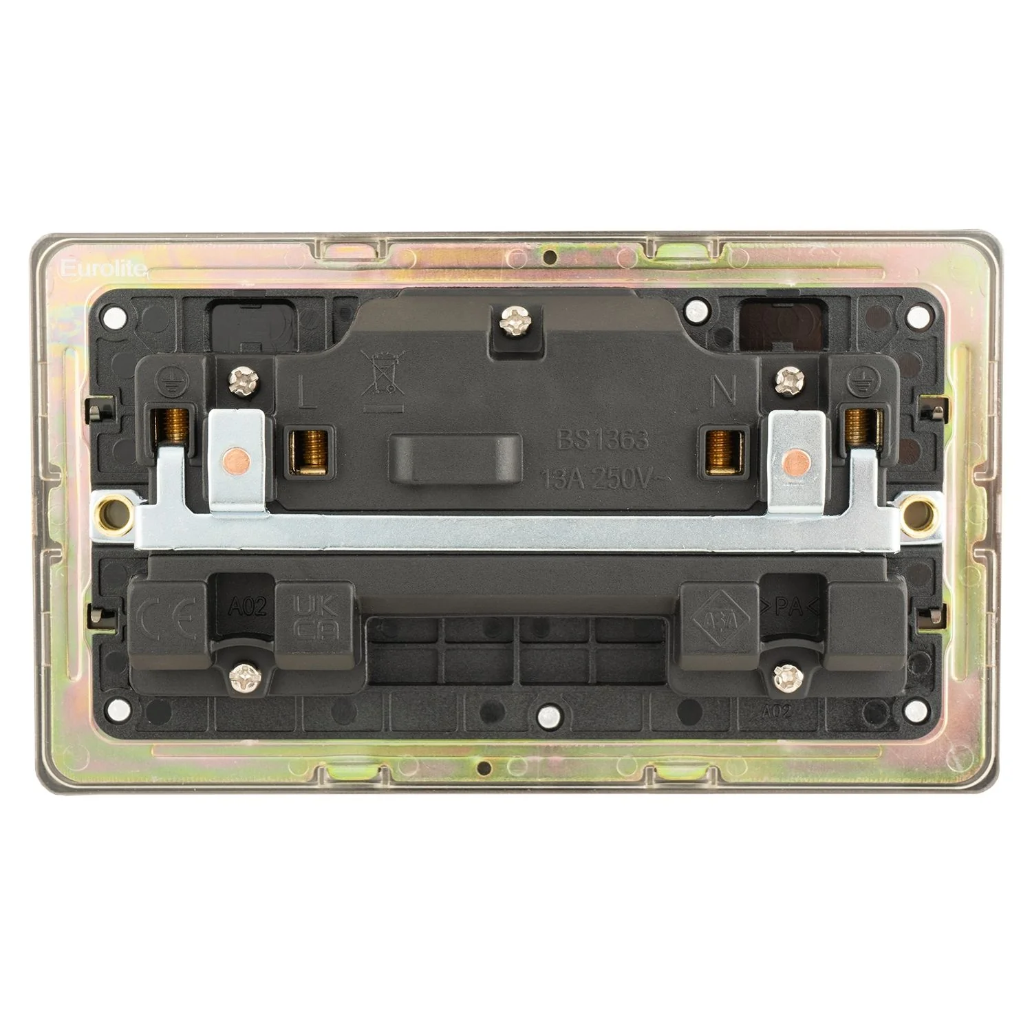 Concealed 3mm 2 Gang Socket - Antique Brass - Image 3