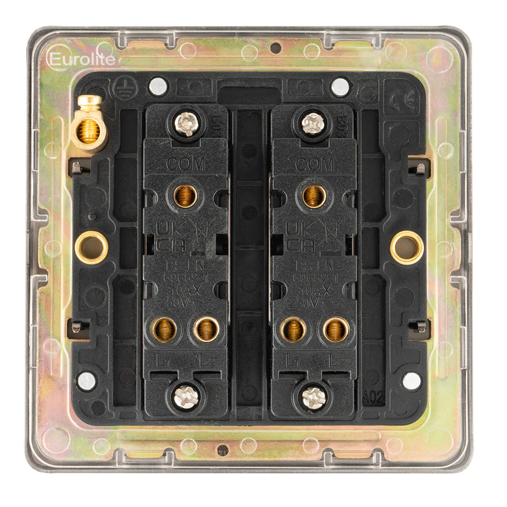 Concealed 3mm 2 Gang Switch - Antique Brass - Image 3