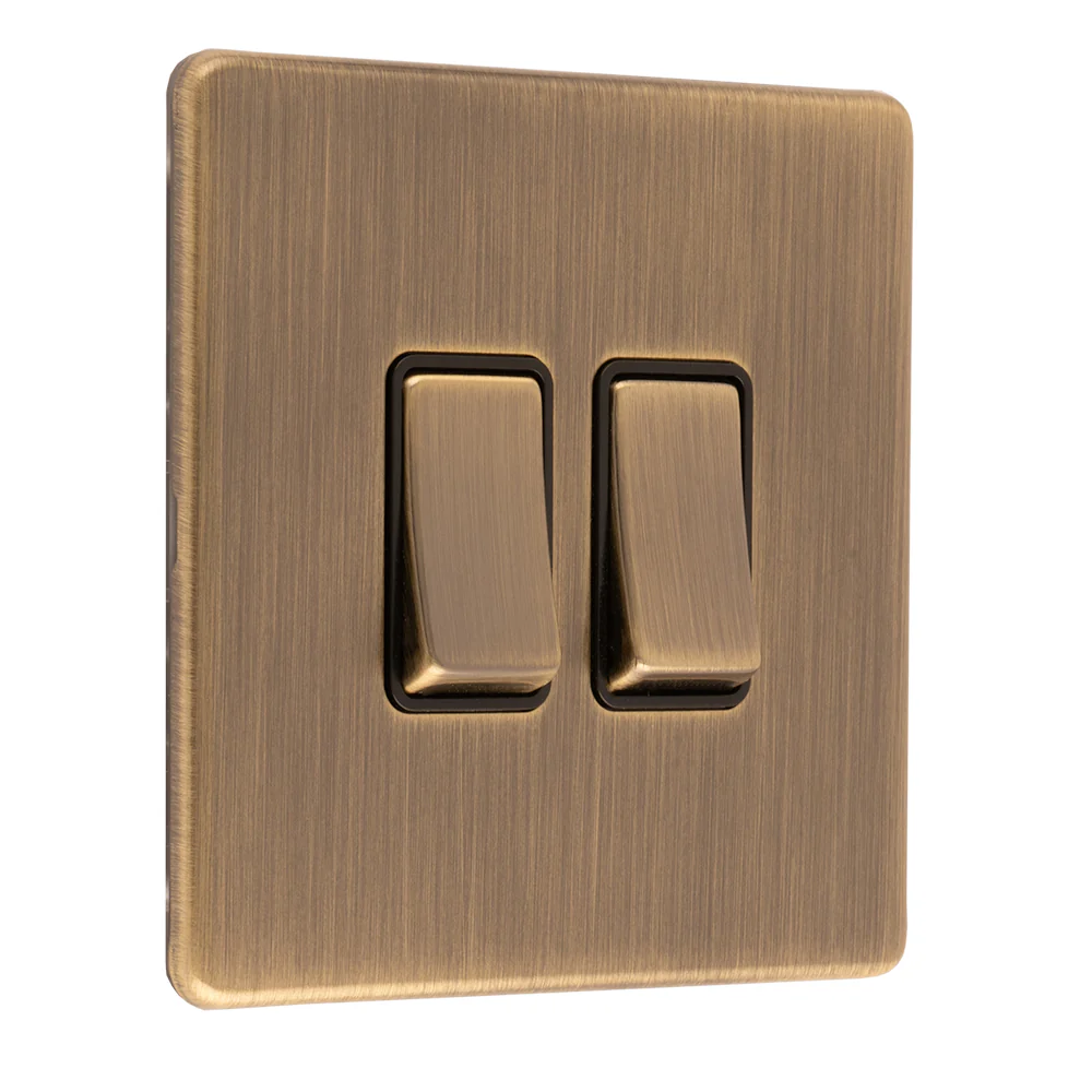Concealed 3mm 2 Gang Switch - Antique Brass - Image 5