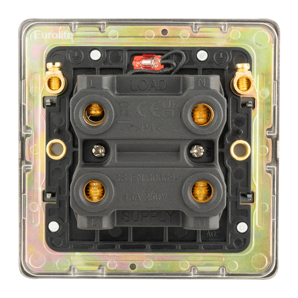 Concealed 3mm 45Amp Switch With Neon Indicator - Antique Brass - Image 3
