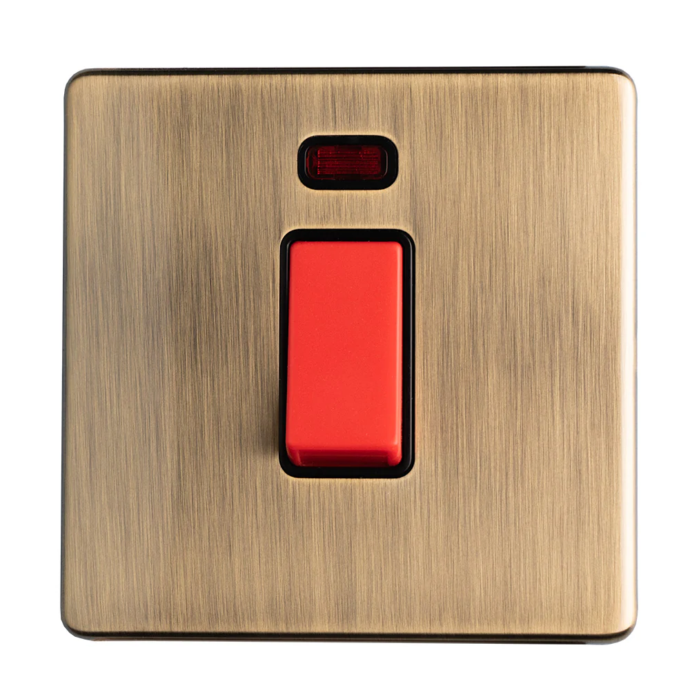 Concealed 3mm 45Amp Switch With Neon Indicator - Antique Brass - Image 5