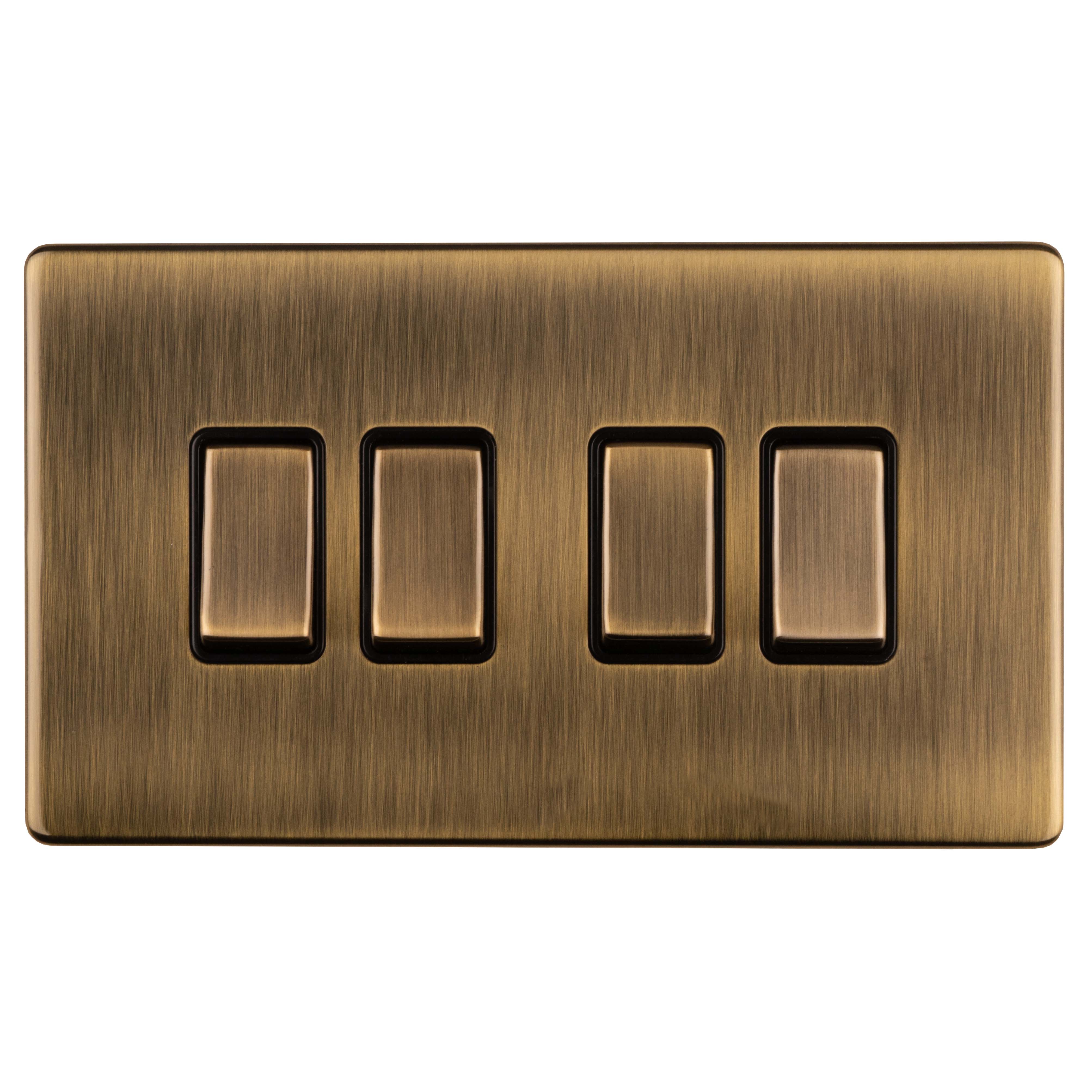 Concealed 3mm 4 Gang Switch - Antique Brass - Image 3