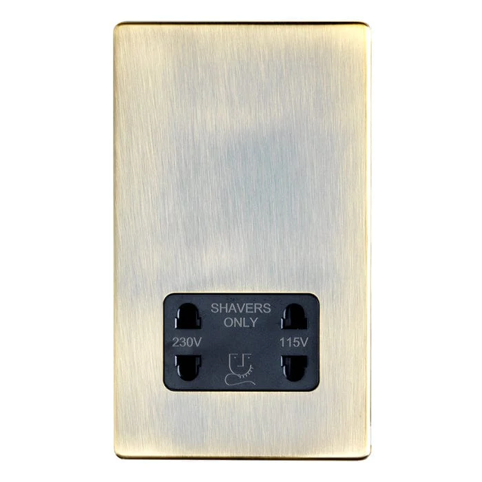 Concealed 3mm Shaver Socket - Antique Brass
