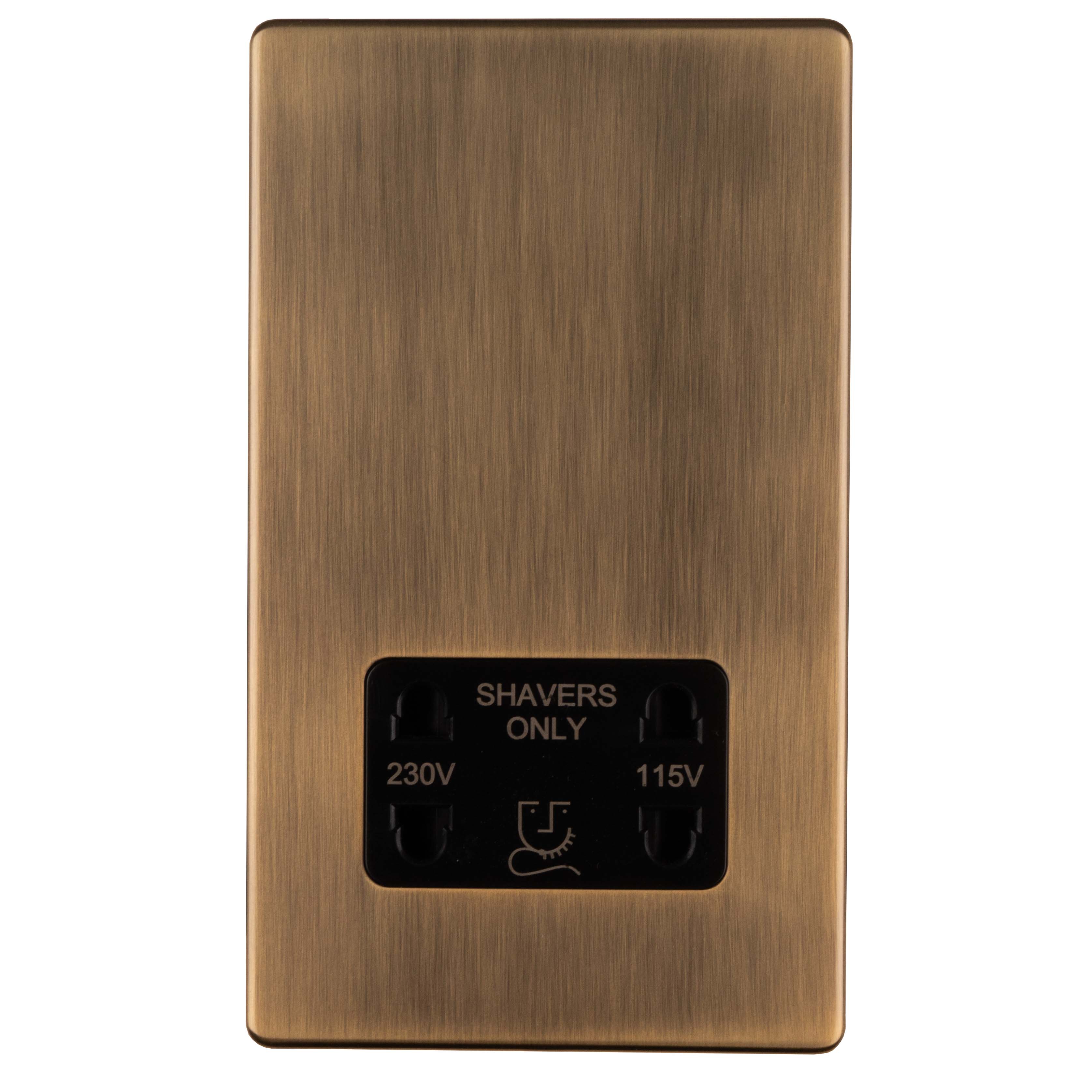 Concealed 3mm Shaver Socket - Antique Brass - Image 2