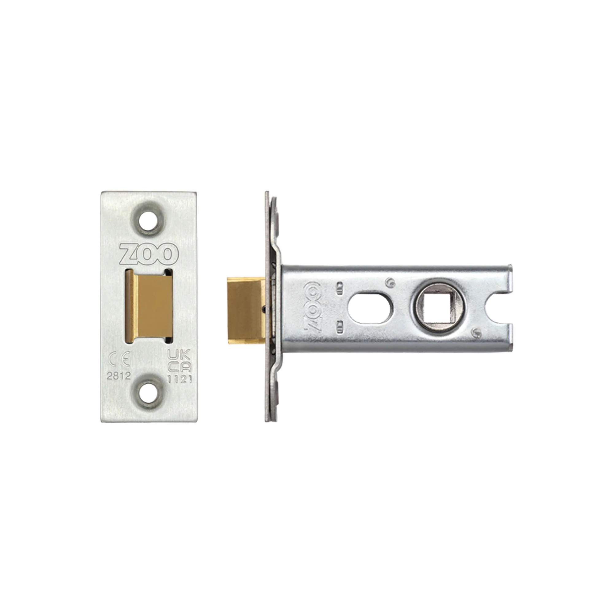Zoo Hardware Tubular Latch 76mm — Square Forend, Satin Stainless (for Knobs)