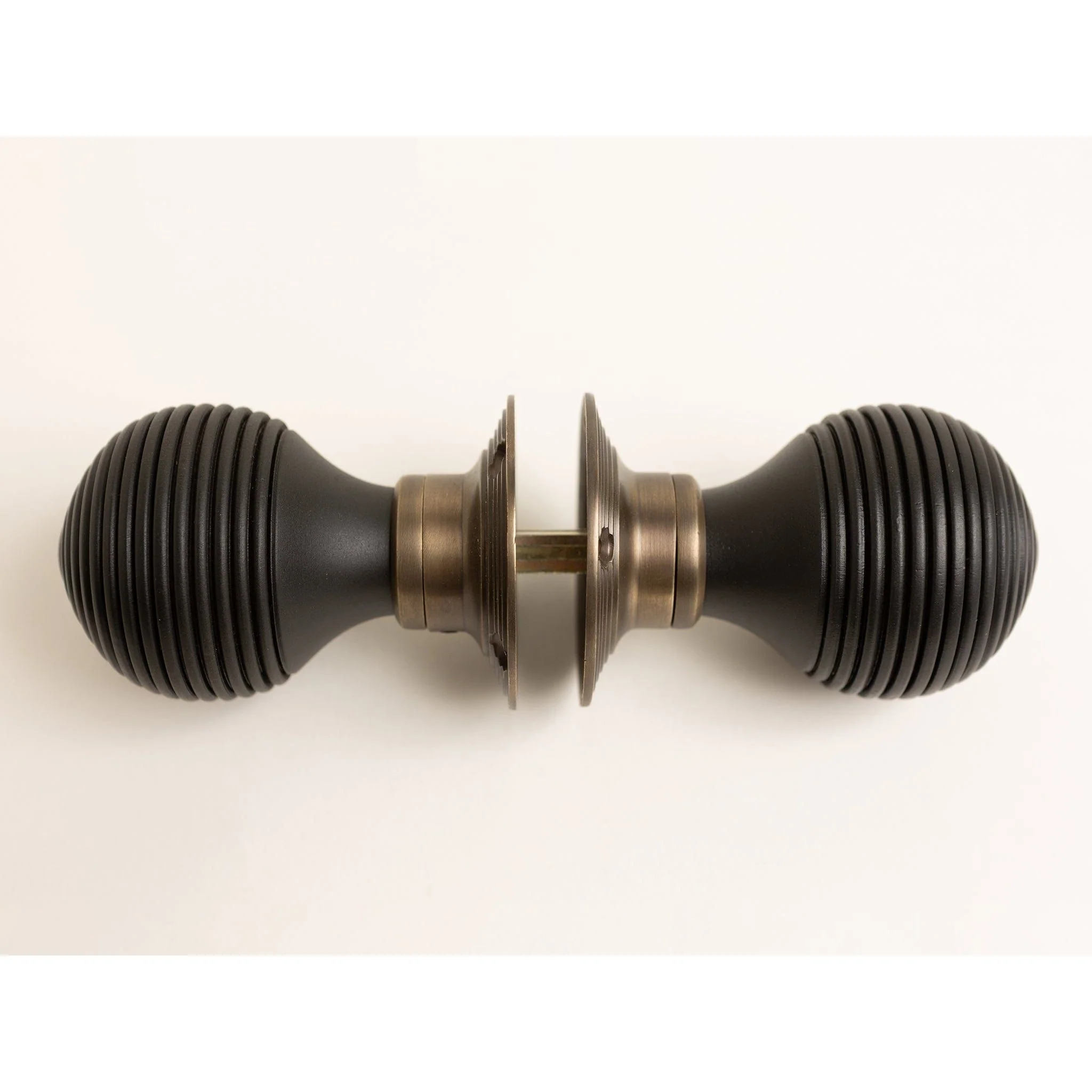 Beehive Door Knobs - Ebonised & Antique Brass (Pair) | Thumbturns & Latches - Image 2
