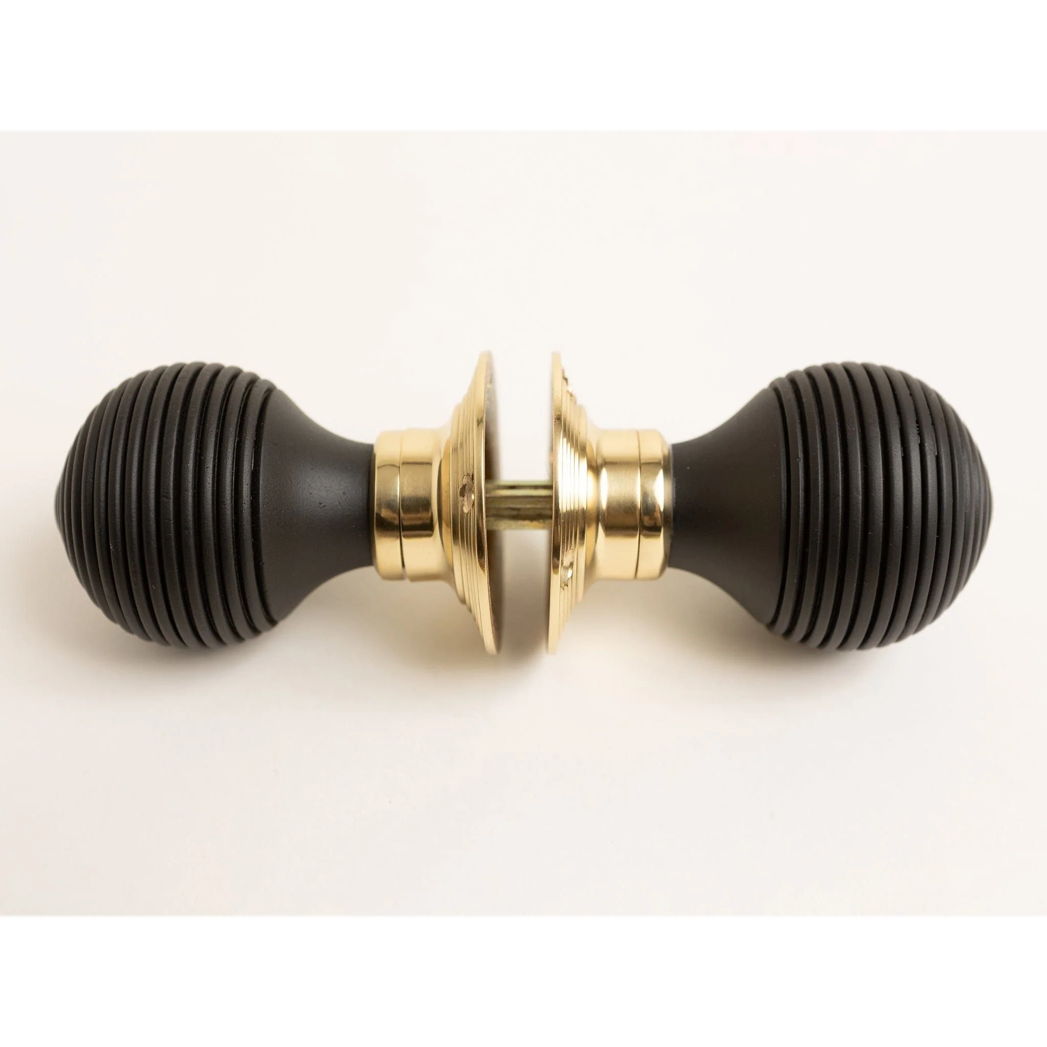 Beehive Door Knobs - Ebonised & Polished Brass (Pair) | Thumbturns & Latches - Image 2