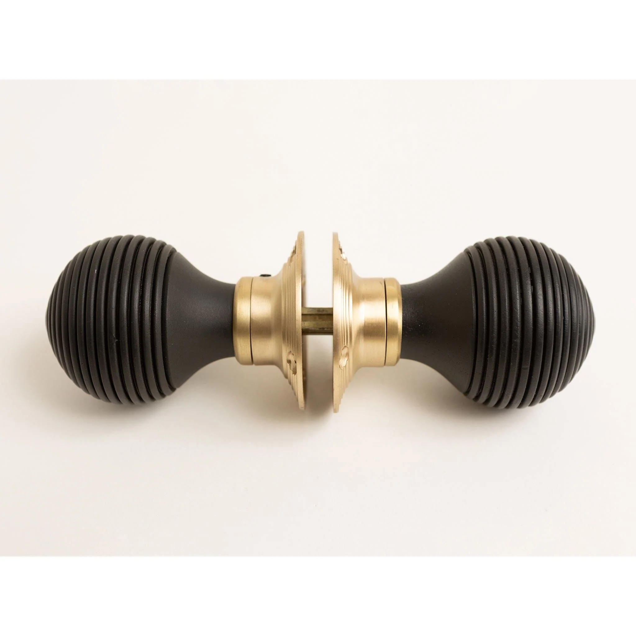 Beehive Door Knobs - Ebonised & Satin Brass (Pair) | Thumbturns & Latches - Image 2