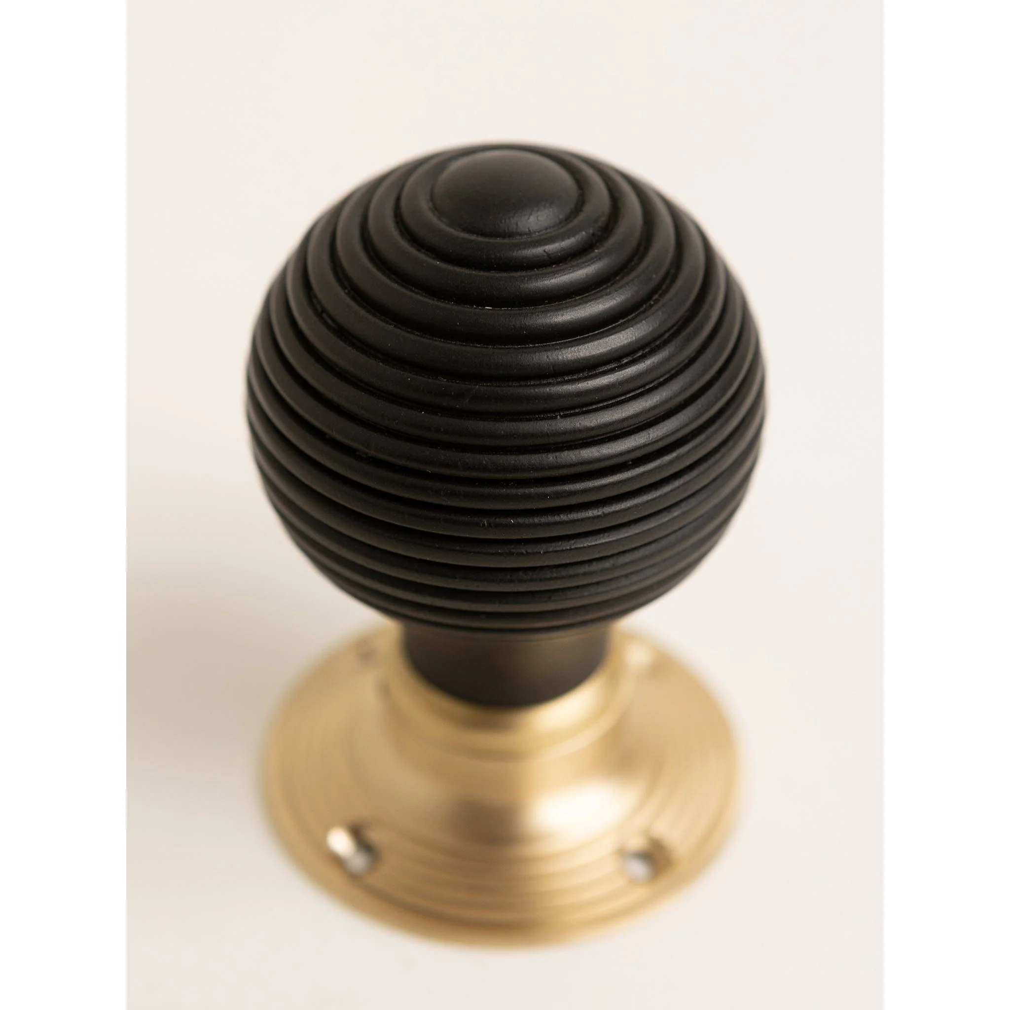 Beehive Door Knobs - Ebonised & Satin Brass (Pair) | Thumbturns & Latches - Image 3