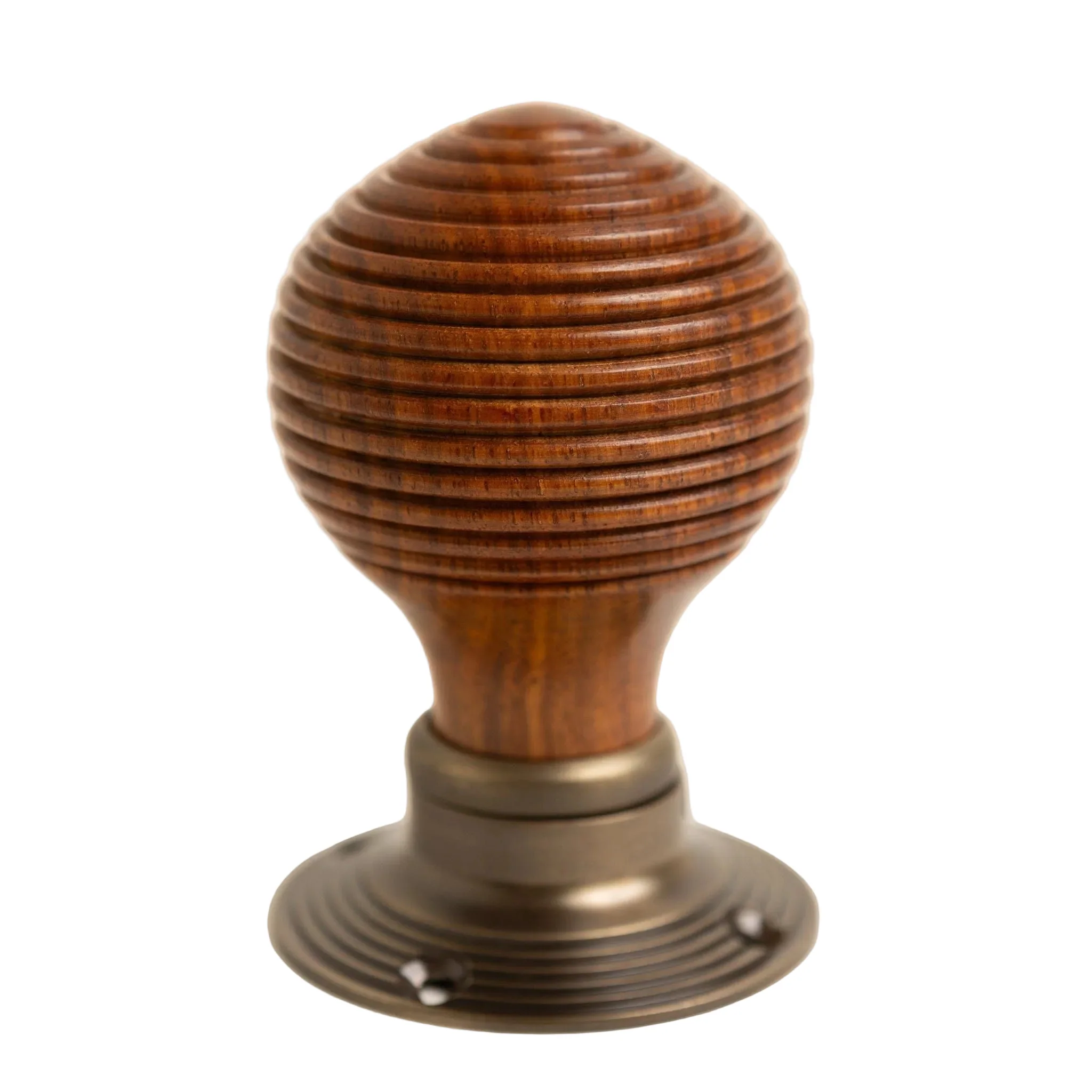 Beehive Door Knobs - Rosewood & Antique Brass (Pair) | Thumbturns & Latches