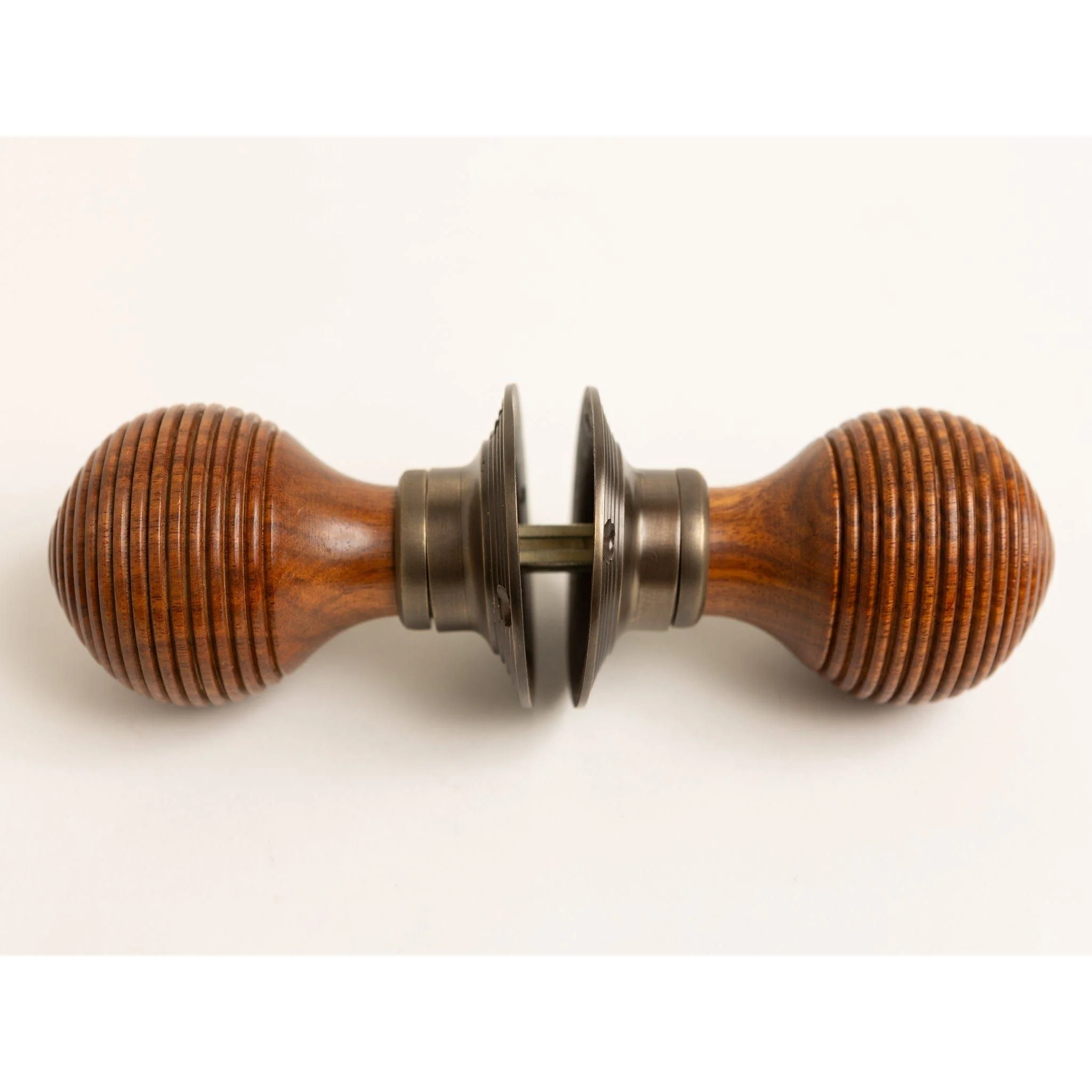 Beehive Door Knobs - Rosewood & Antique Brass (Pair) | Thumbturns & Latches - Image 2