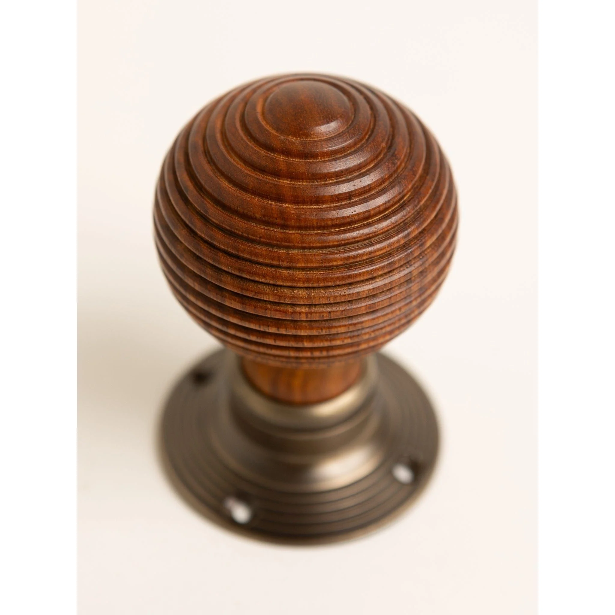 Beehive Door Knobs - Rosewood & Antique Brass (Pair) | Thumbturns & Latches - Image 3