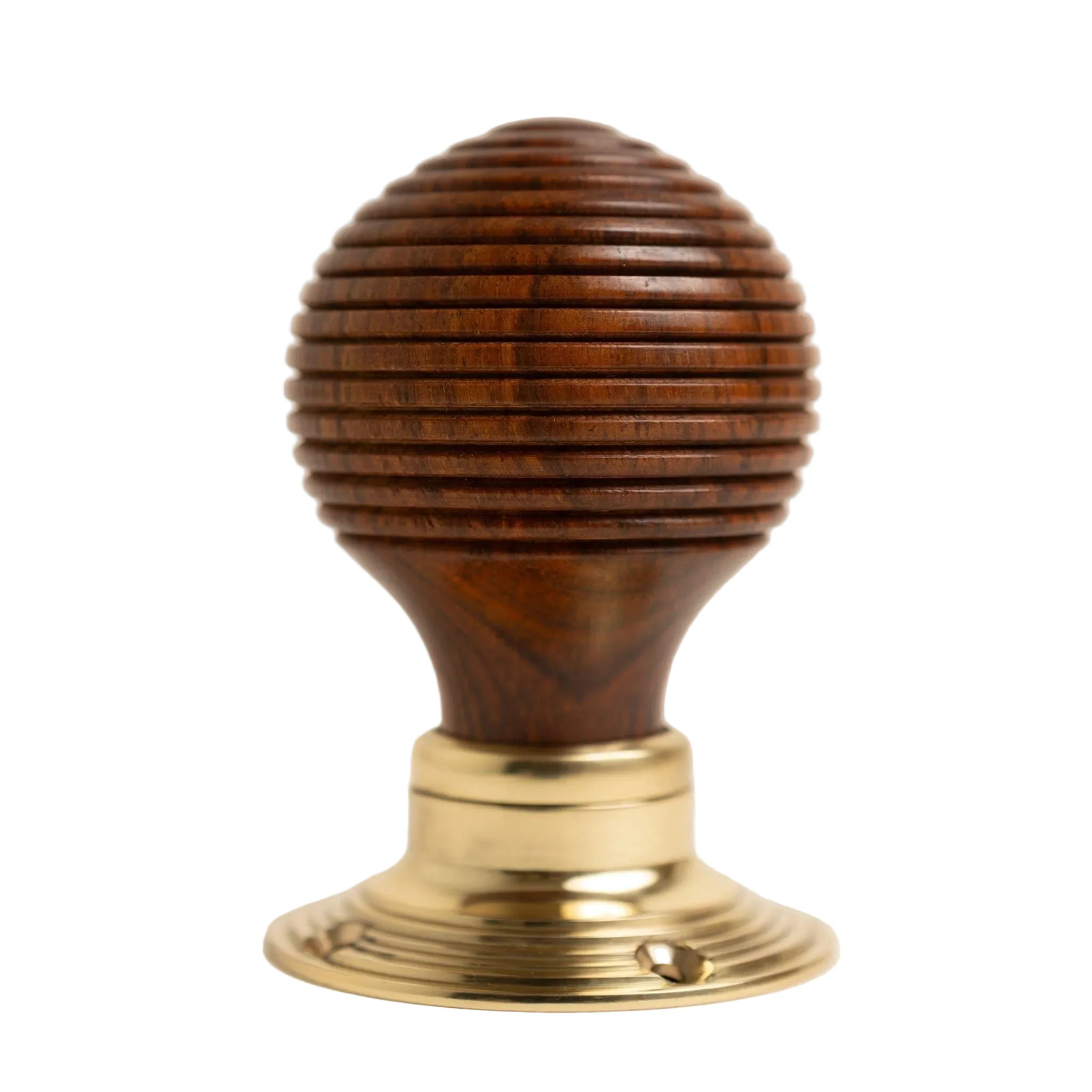 Beehive Door Knobs - Rosewood & Polished Brass (Pair) | Thumbturns & Latches