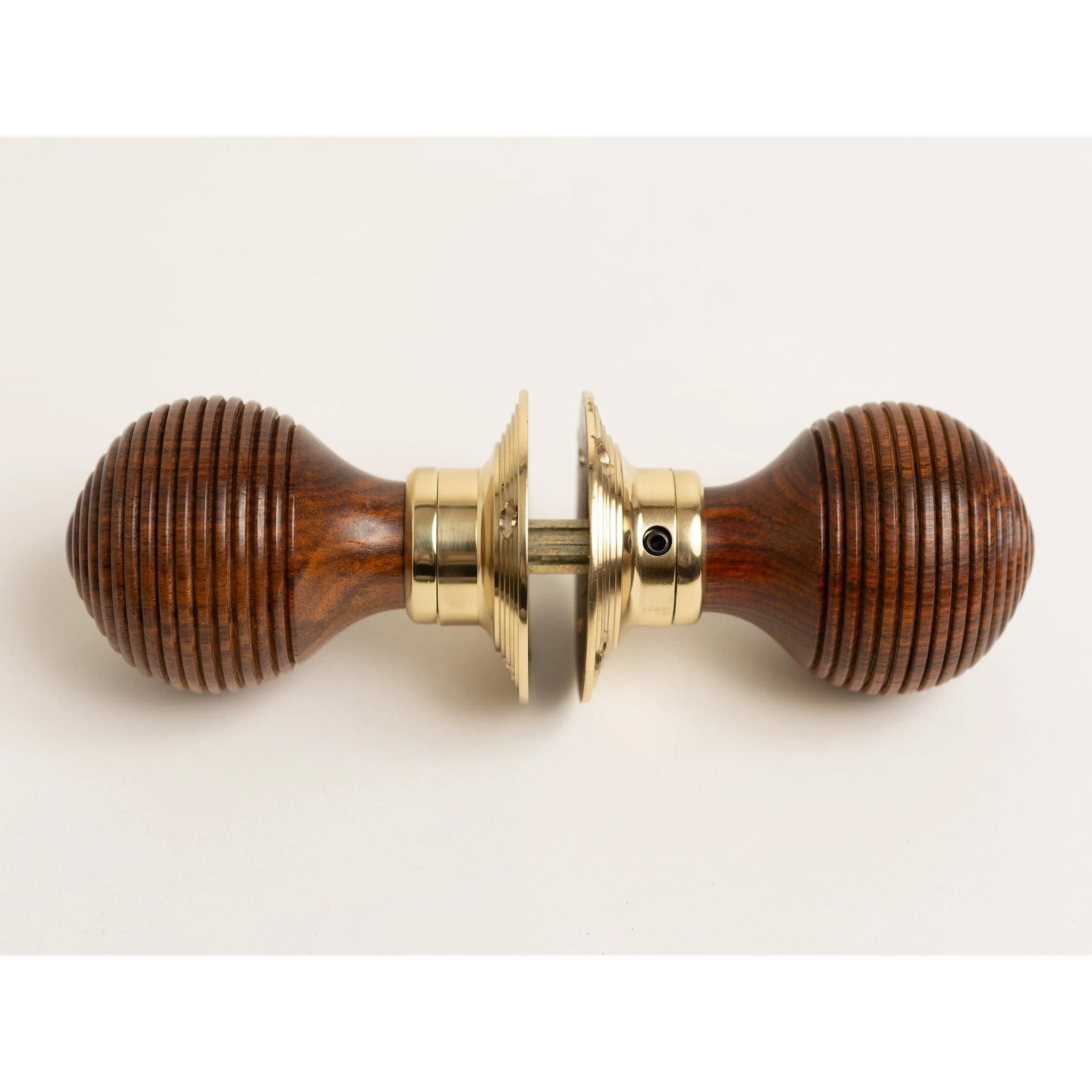 Beehive Door Knobs - Rosewood & Polished Brass (Pair) | Thumbturns & Latches - Image 2