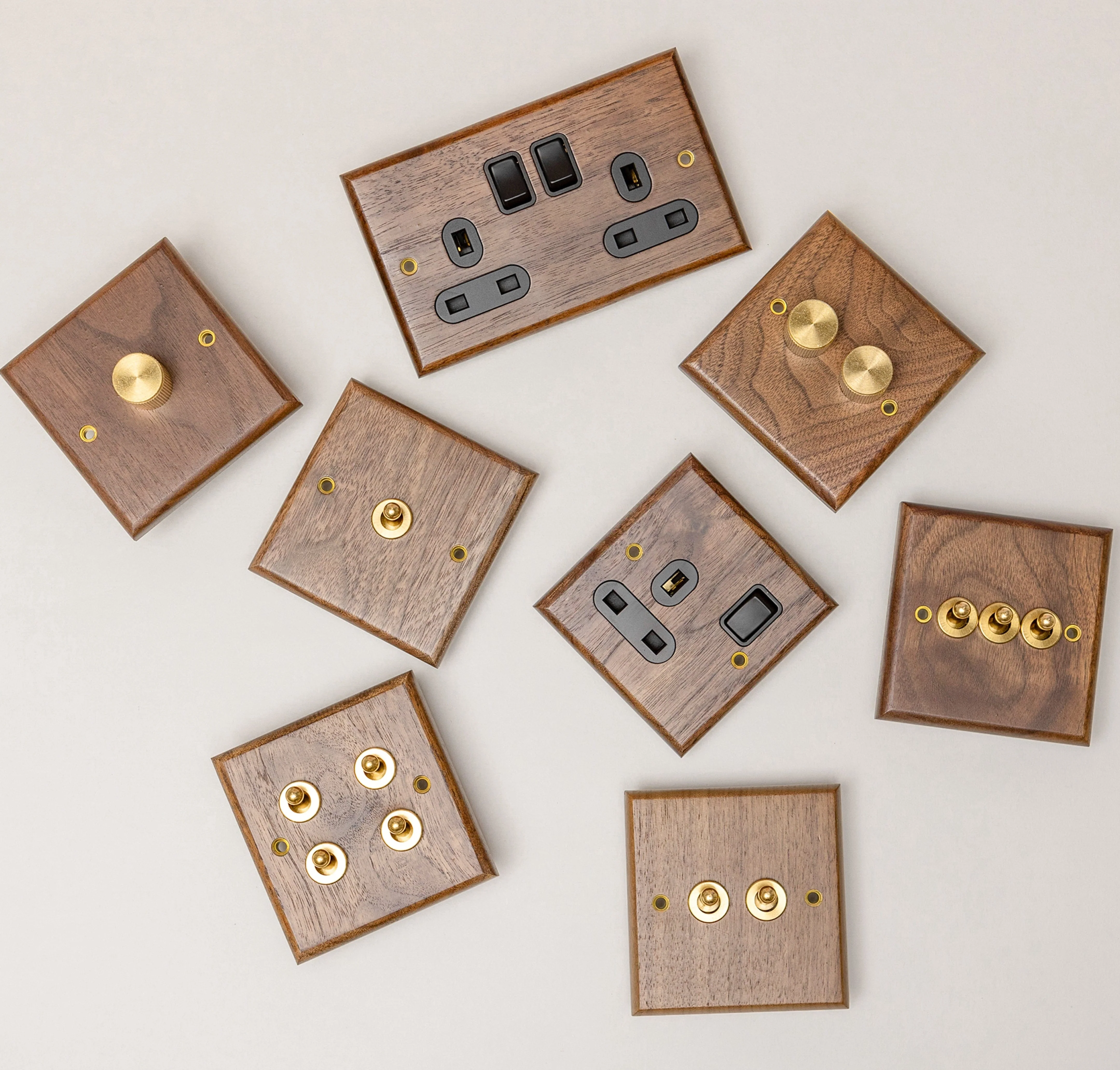 Brass Bee Black Walnut Switch & Socket — 1 Gang 2-Way Toggle (W Series)