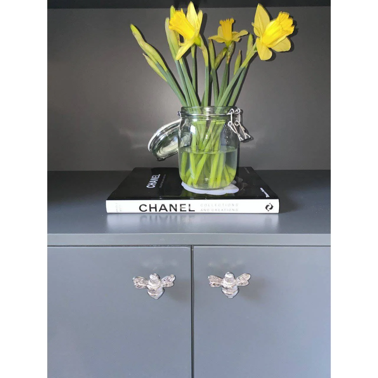 Brass Bee Drawer Cabinet Knob - Nickel Finish - Image 4