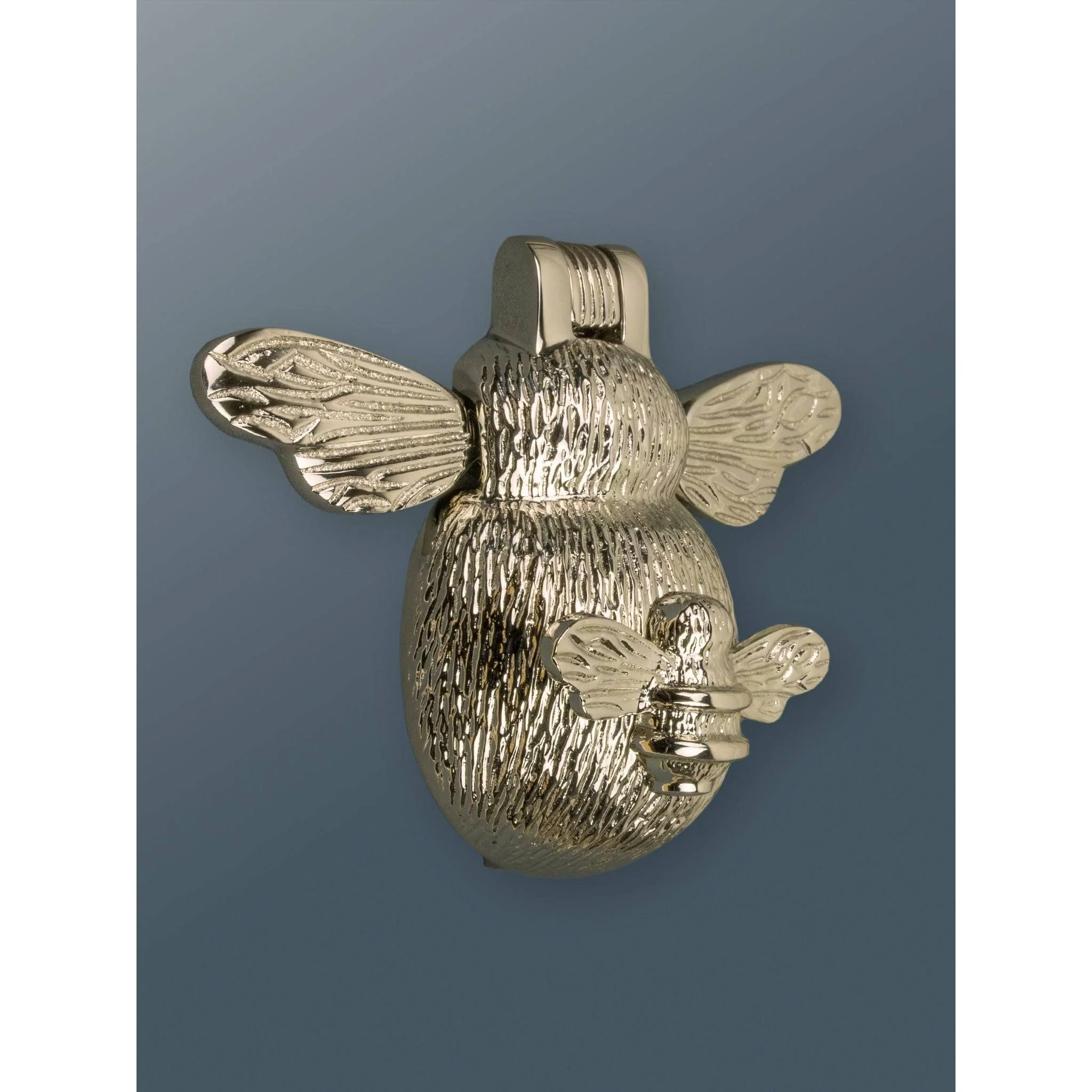 Brass Bee and Mini Bee Door Knocker - Nickel Finish - Image 2