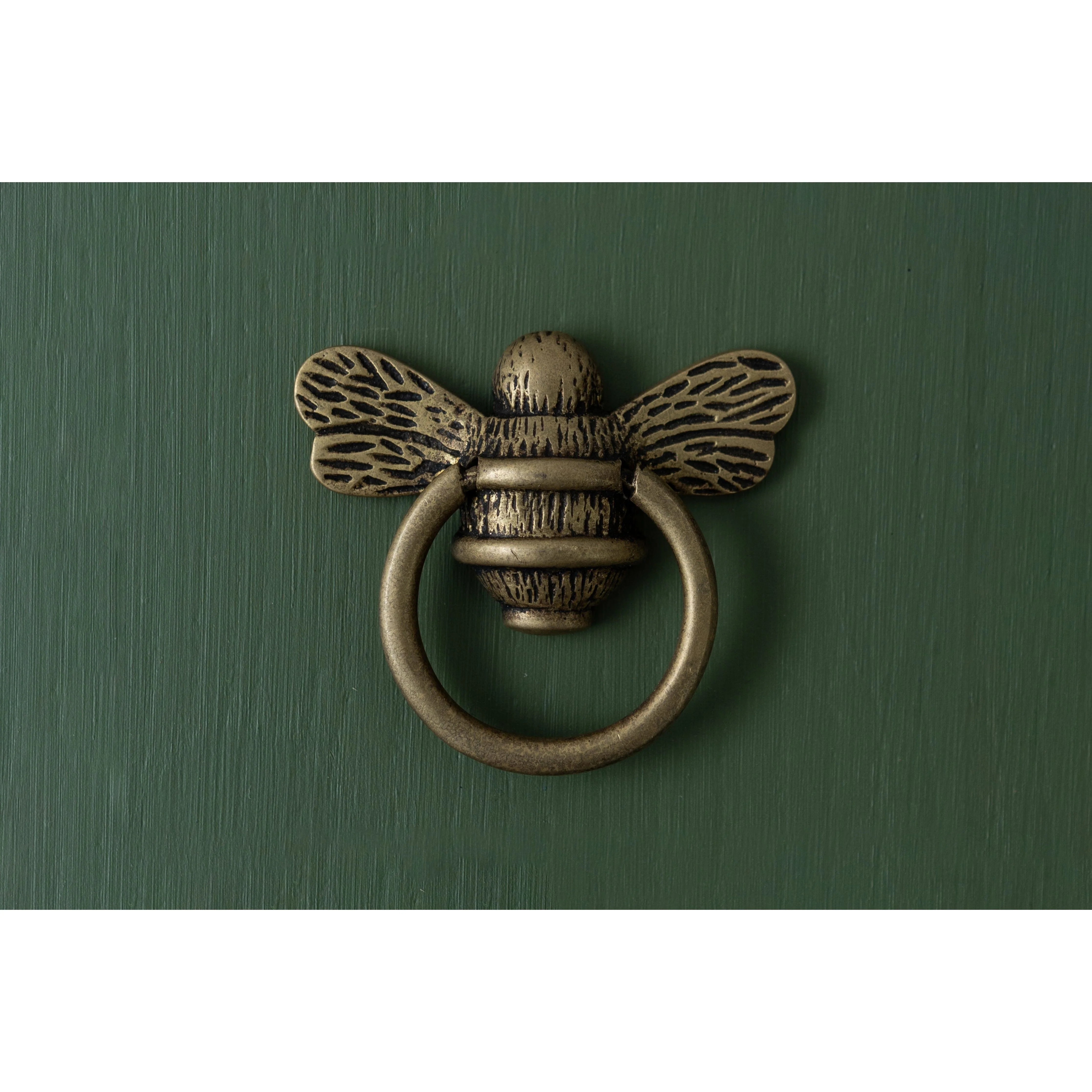 Brass Bee Ring Pull Cabinet Handle - Heritage Finish - Image 3