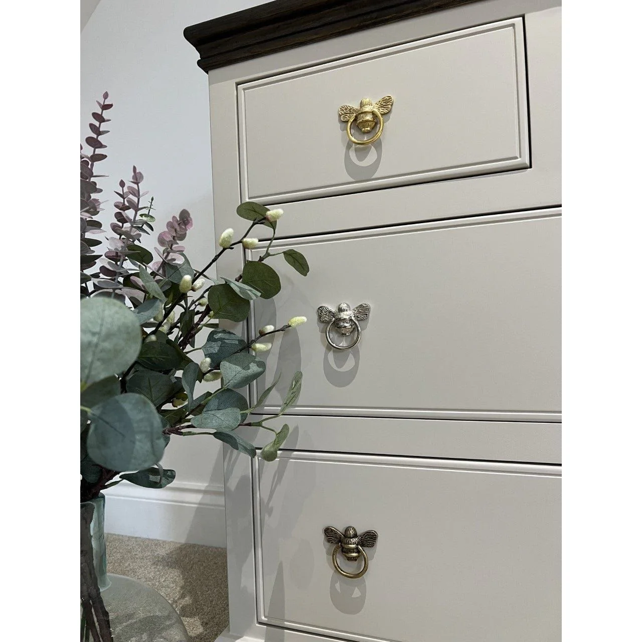 Brass Bee Ring Pull Cabinet Handle - Heritage Finish - Image 5