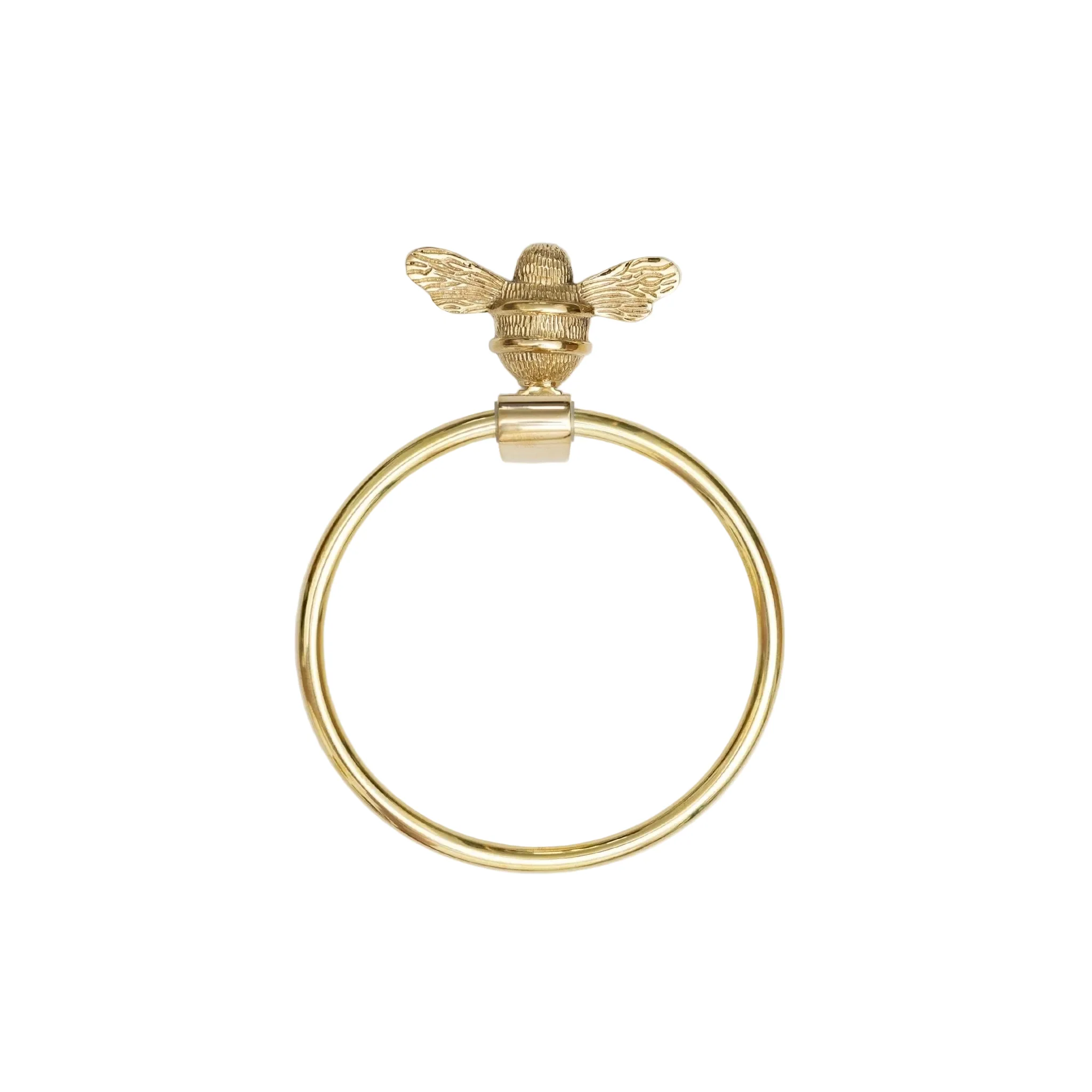 Brass bee Towel Ring with Bee