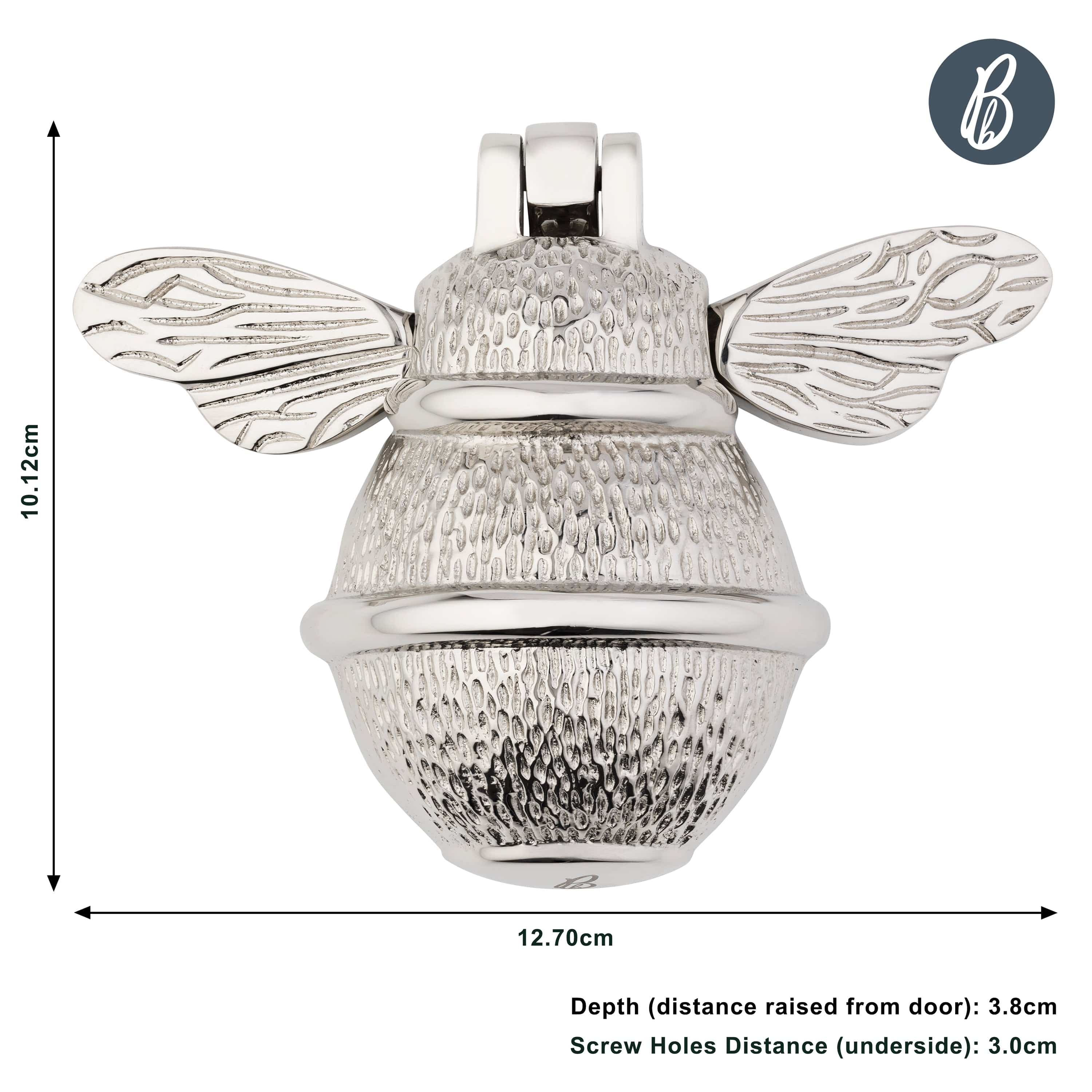 Brass Bumble Bee Door Knocker - Nickel Finish - Image 17