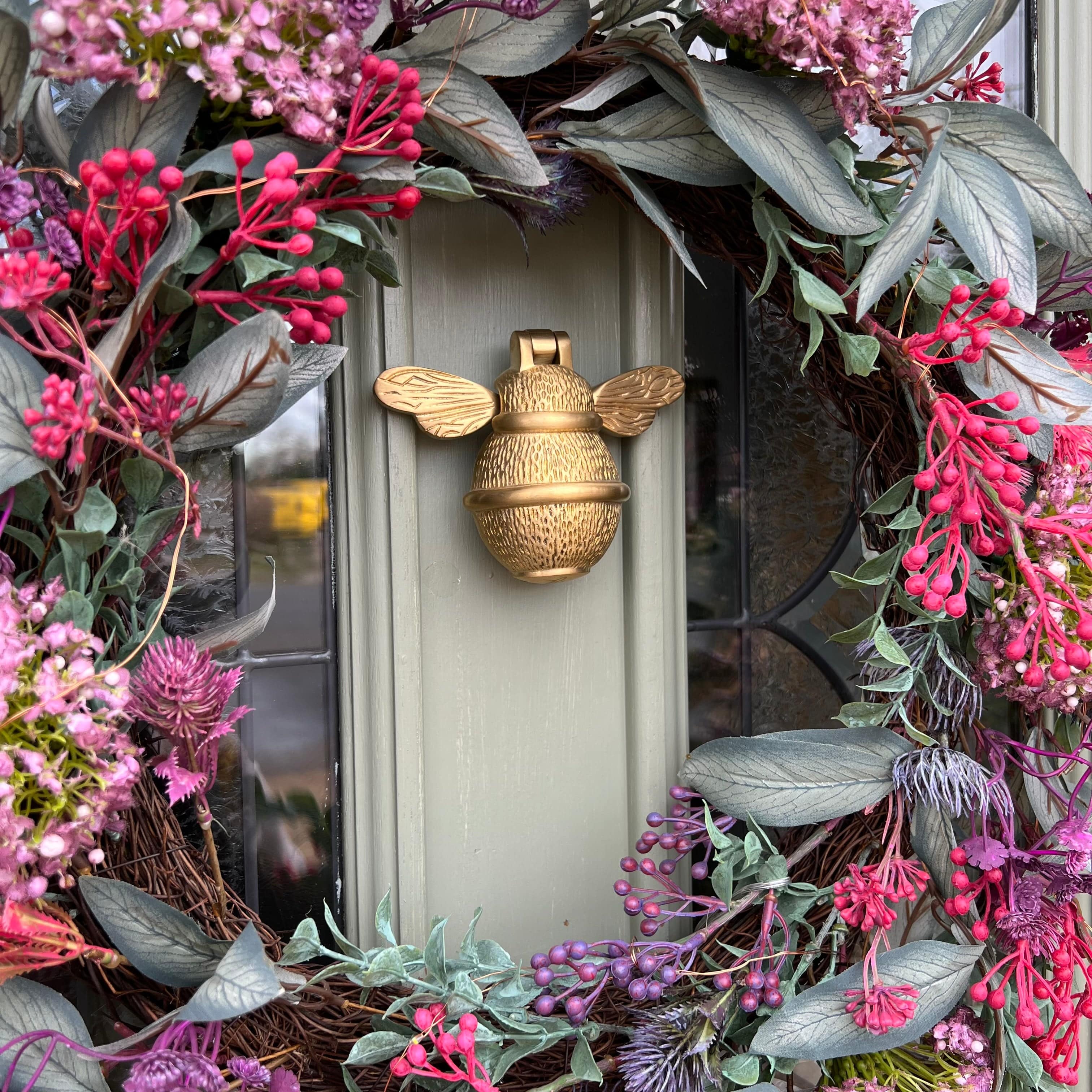 Brass Bumble Bee Door Knocker - Satin Brass Finish - Image 5
