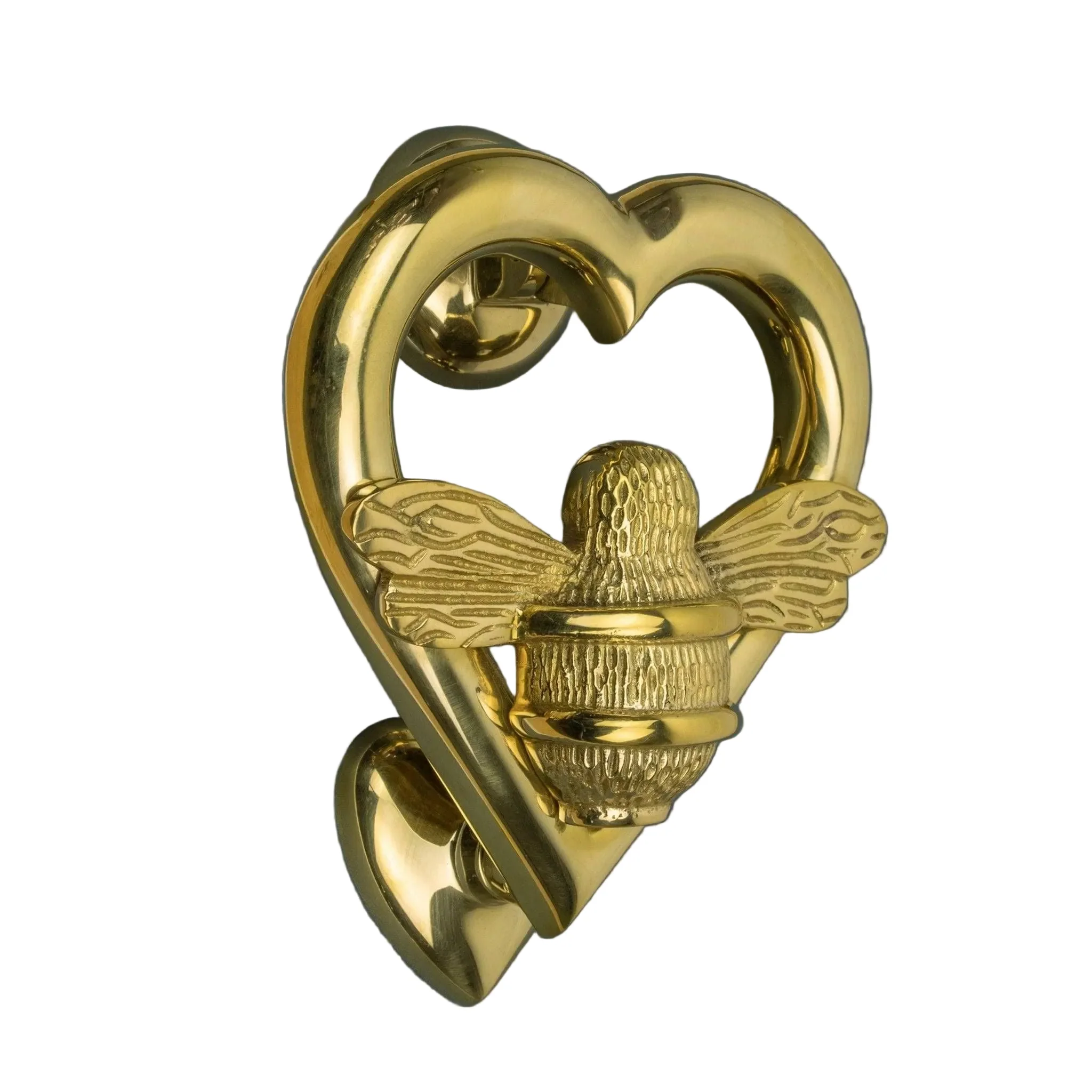 Brass Bumble Bee Heart Door Knocker - Brass Finish