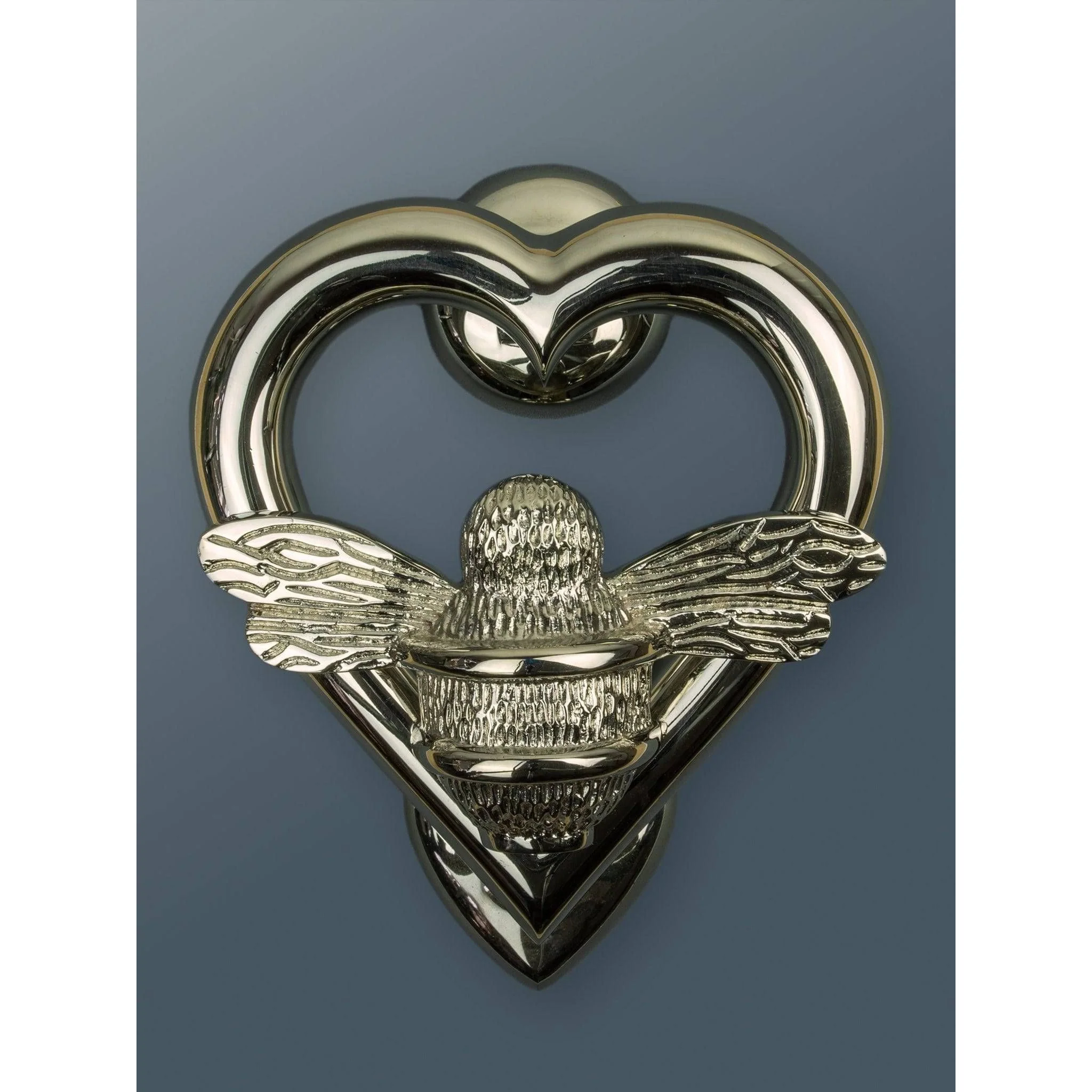 Brass Bumble Bee Heart Door Knocker - Nickel Finish - Image 3