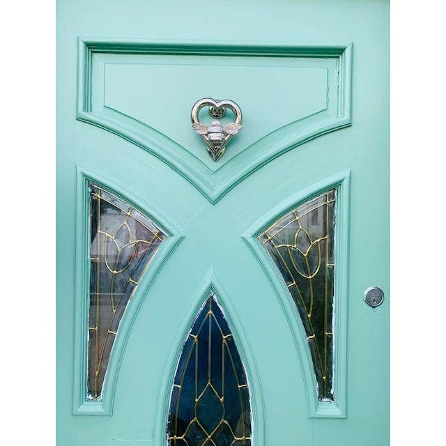 Brass Bumble Bee Heart Door Knocker - Nickel Finish - Image 5