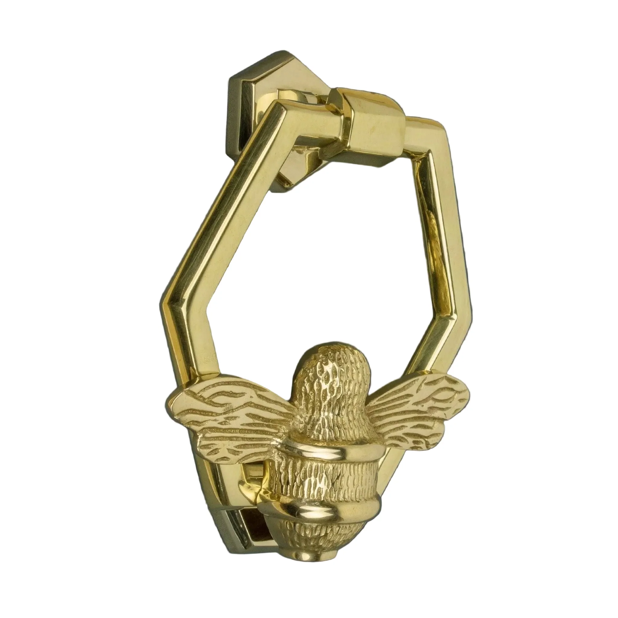 Brass Bumble Bee Honeycomb Door Knocker - Brass Finish