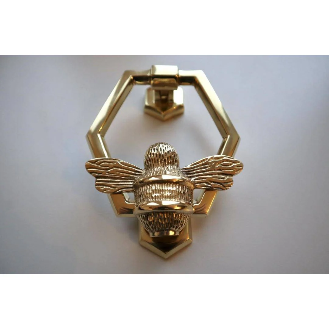 Brass Bumble Bee Honeycomb Door Knocker - Brass Finish - Image 5