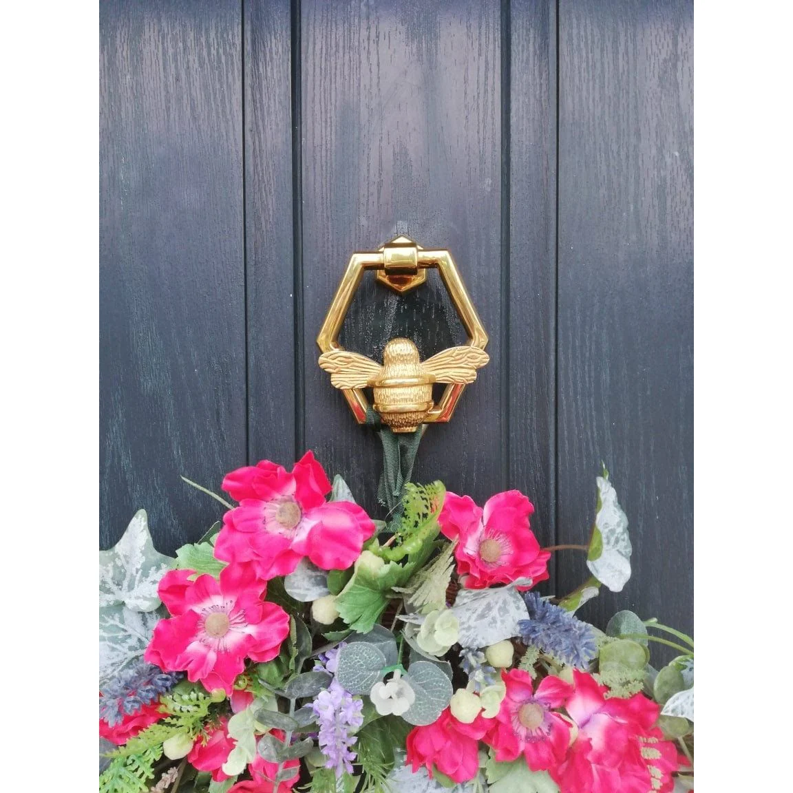 Brass Bumble Bee Honeycomb Door Knocker - Brass Finish - Image 6