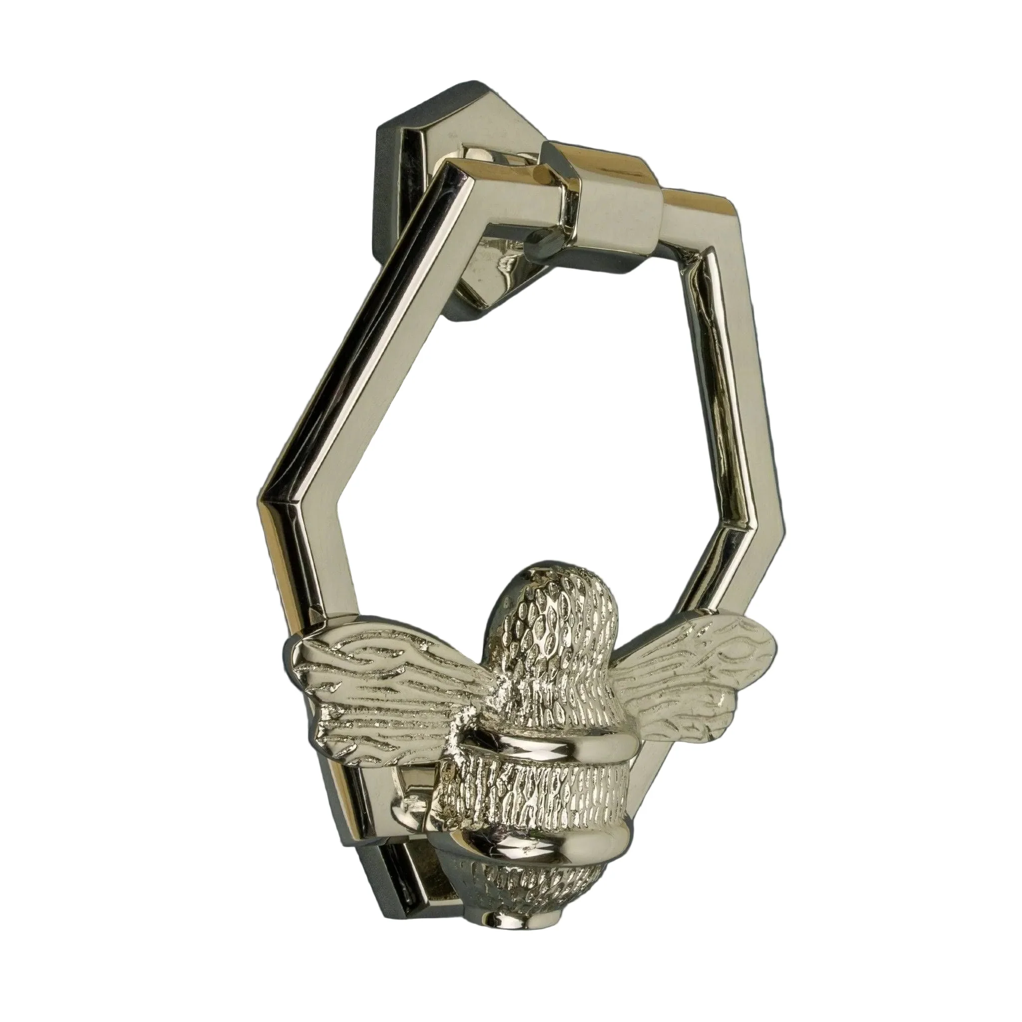 Brass Bumble Bee Honeycomb Door Knocker - Nickel Finish