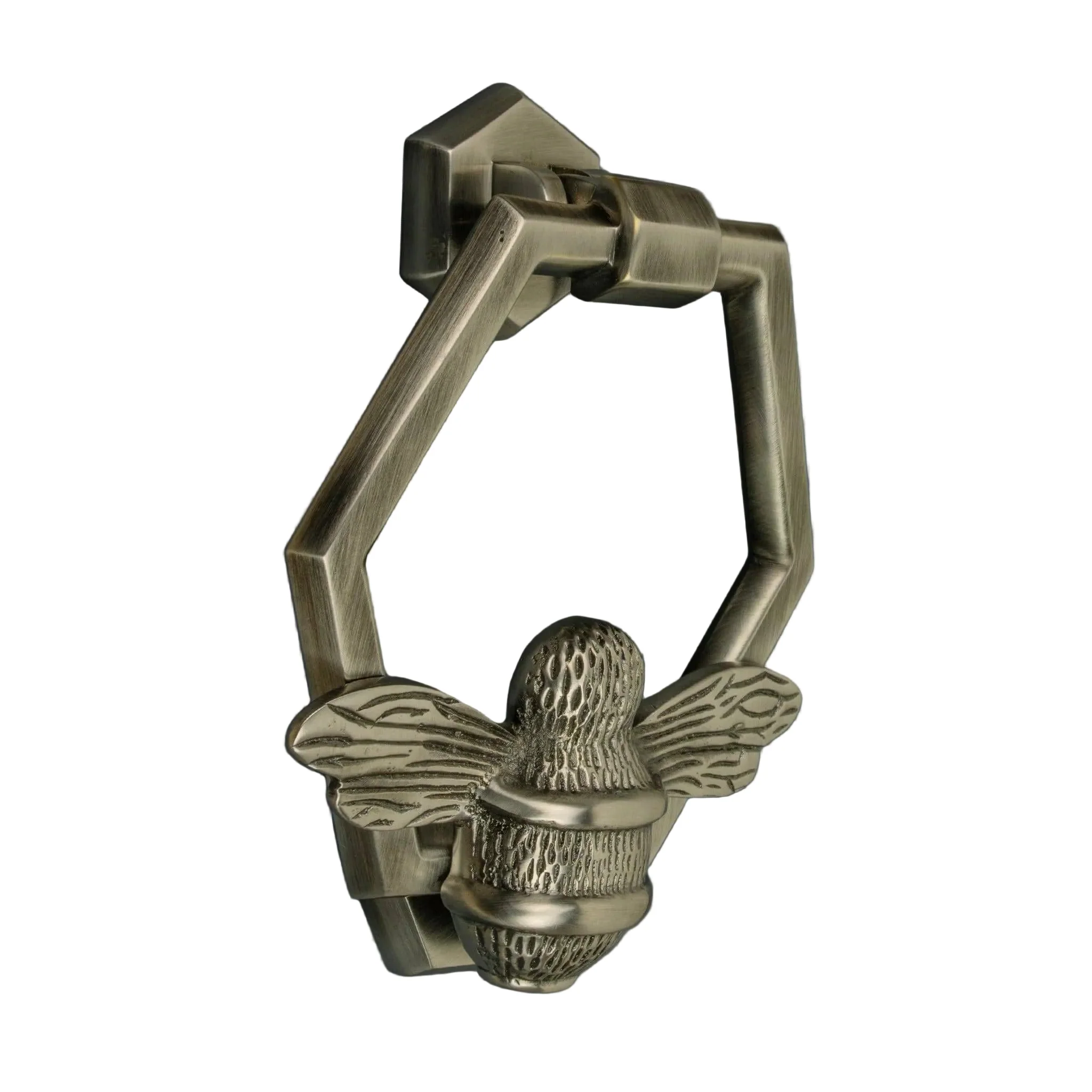 Brass Bumble Bee Honeycomb Door Knocker - Pewter Finish