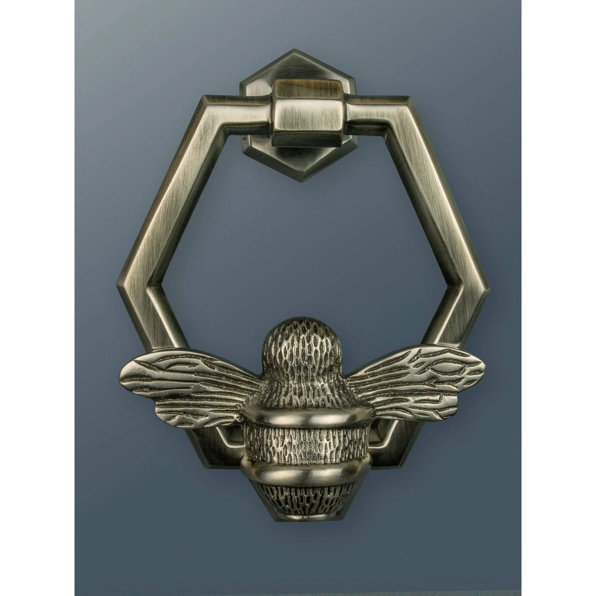Brass Bumble Bee Honeycomb Door Knocker - Pewter Finish - Image 2
