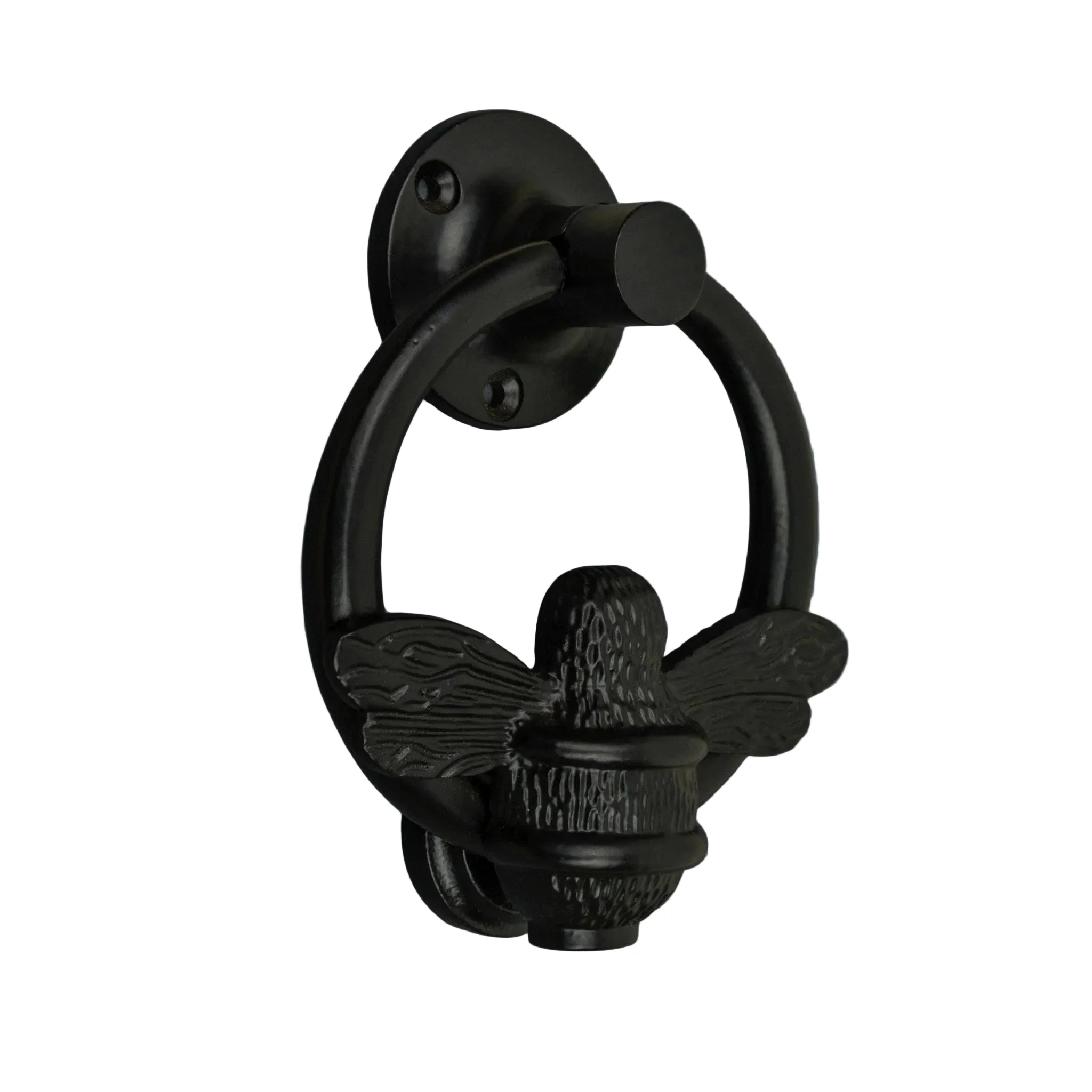 Brass Bumble Bee Ring Door Knocker - Black Finish