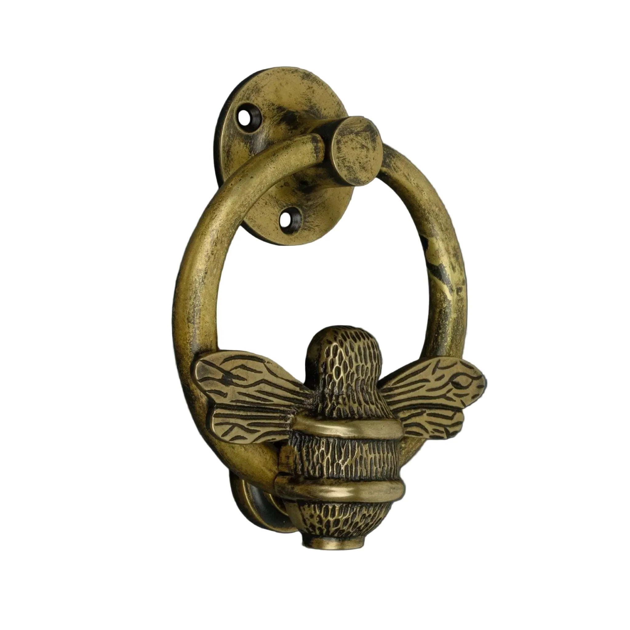 Brass Bumble Bee Ring Door Knocker - Heritage Finish