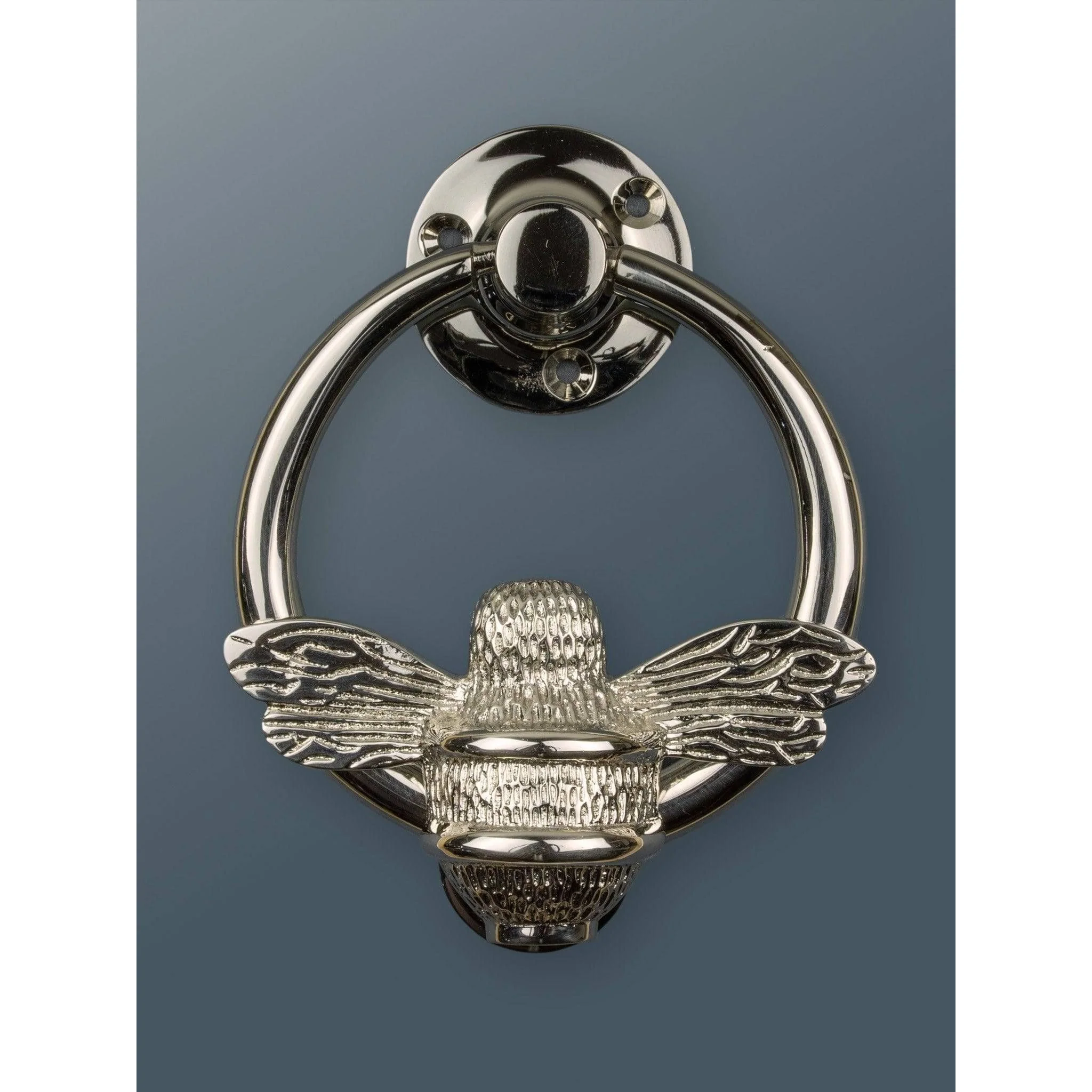 Brass Bumble Bee Ring Door Knocker - Nickel Finish - Image 8