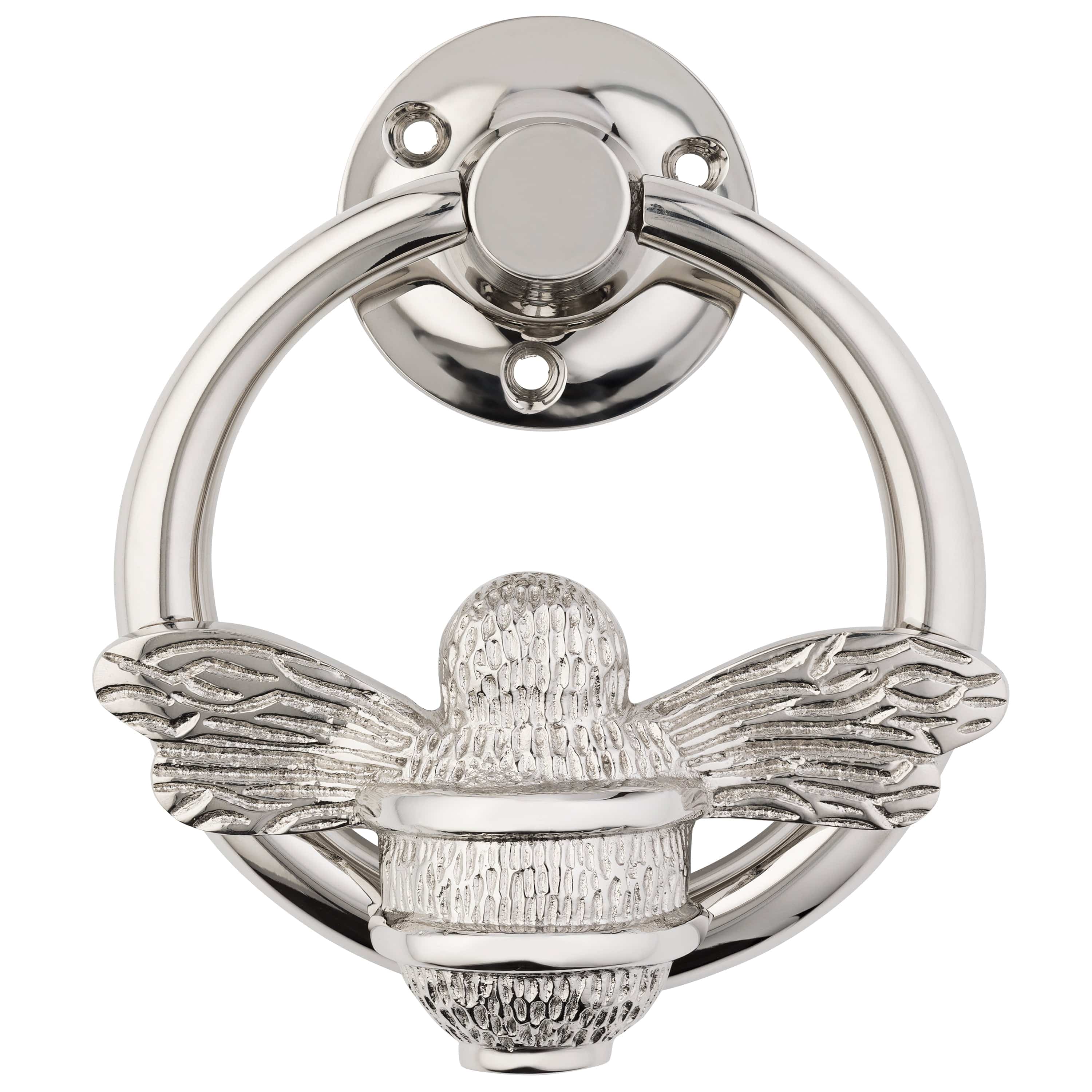 Brass Bumble Bee Ring Door Knocker - Nickel Finish - Image 9