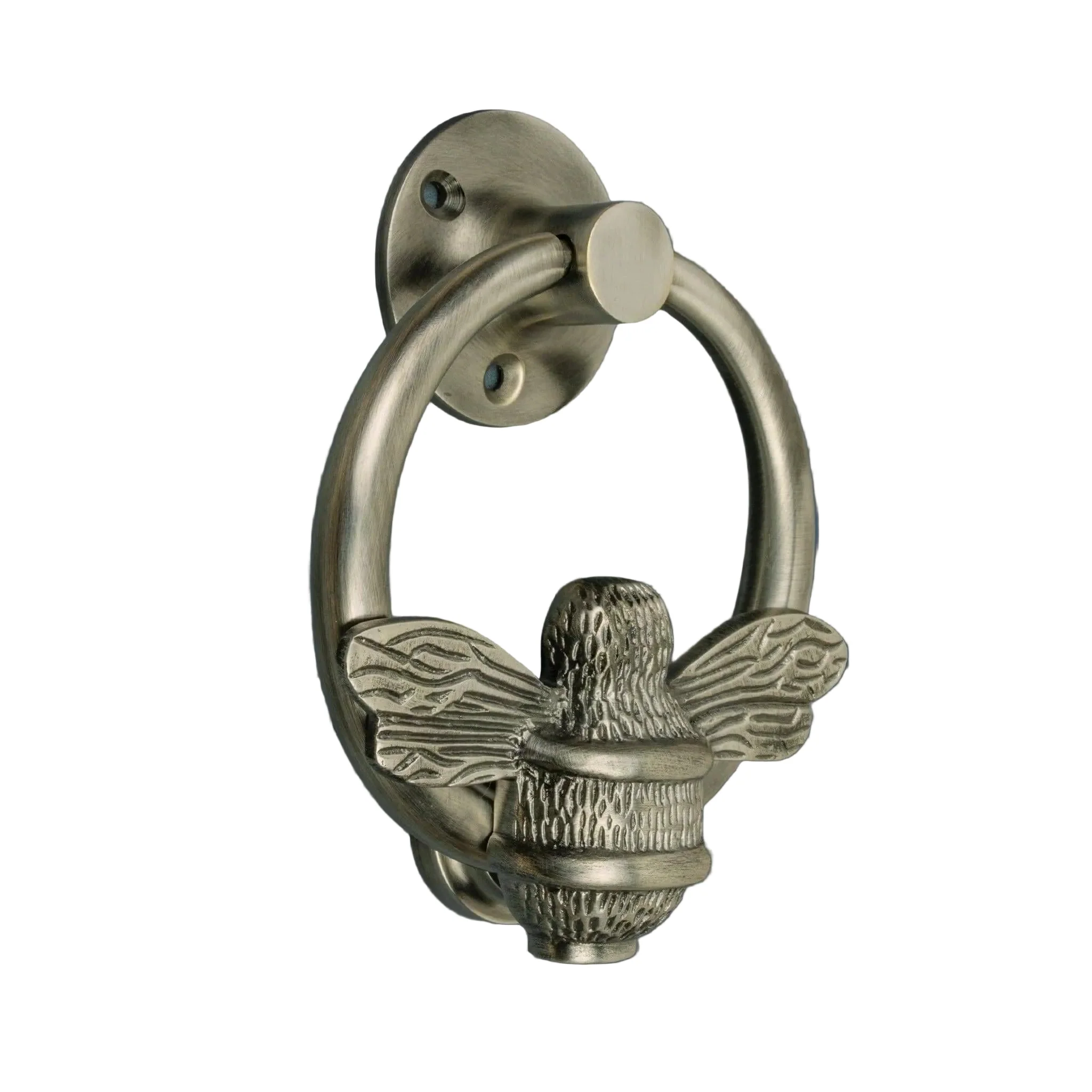 Brass Bumble Bee Ring Door Knocker - Pewter Finish