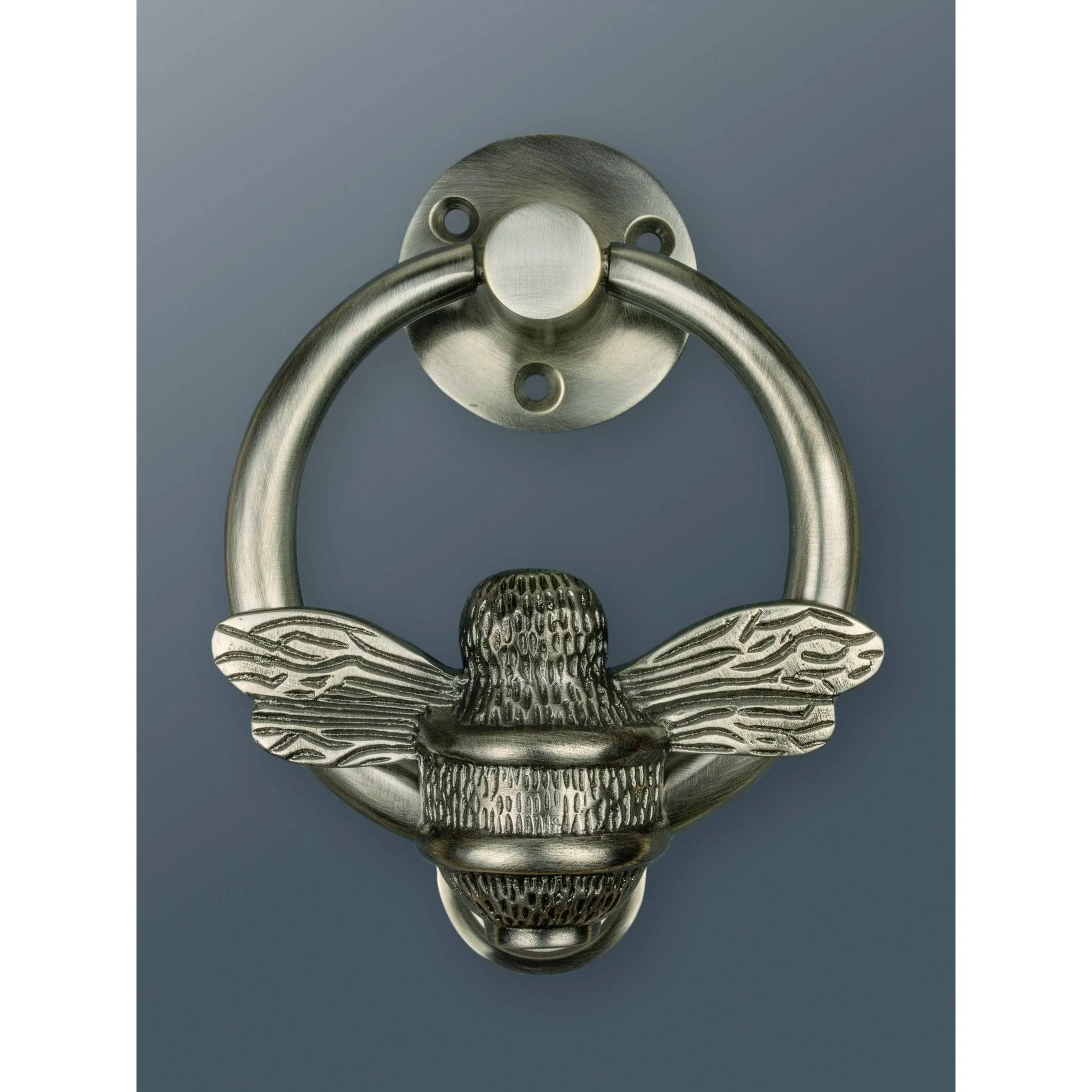 Brass Bumble Bee Ring Door Knocker - Pewter Finish - Image 3