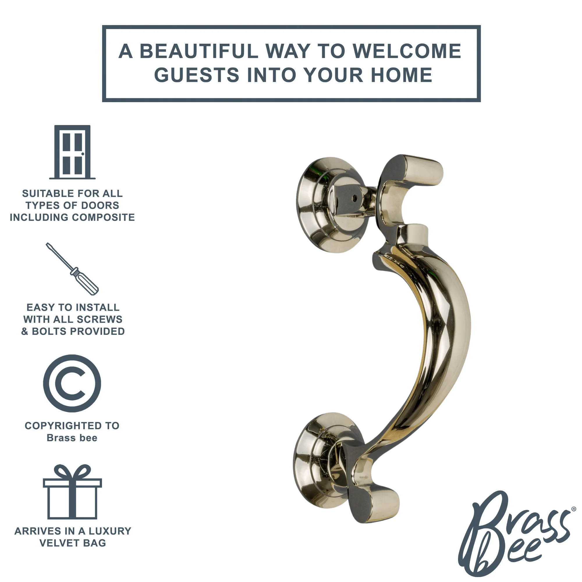 Brass Doctors Door Knocker - Nickel Finish - Image 3