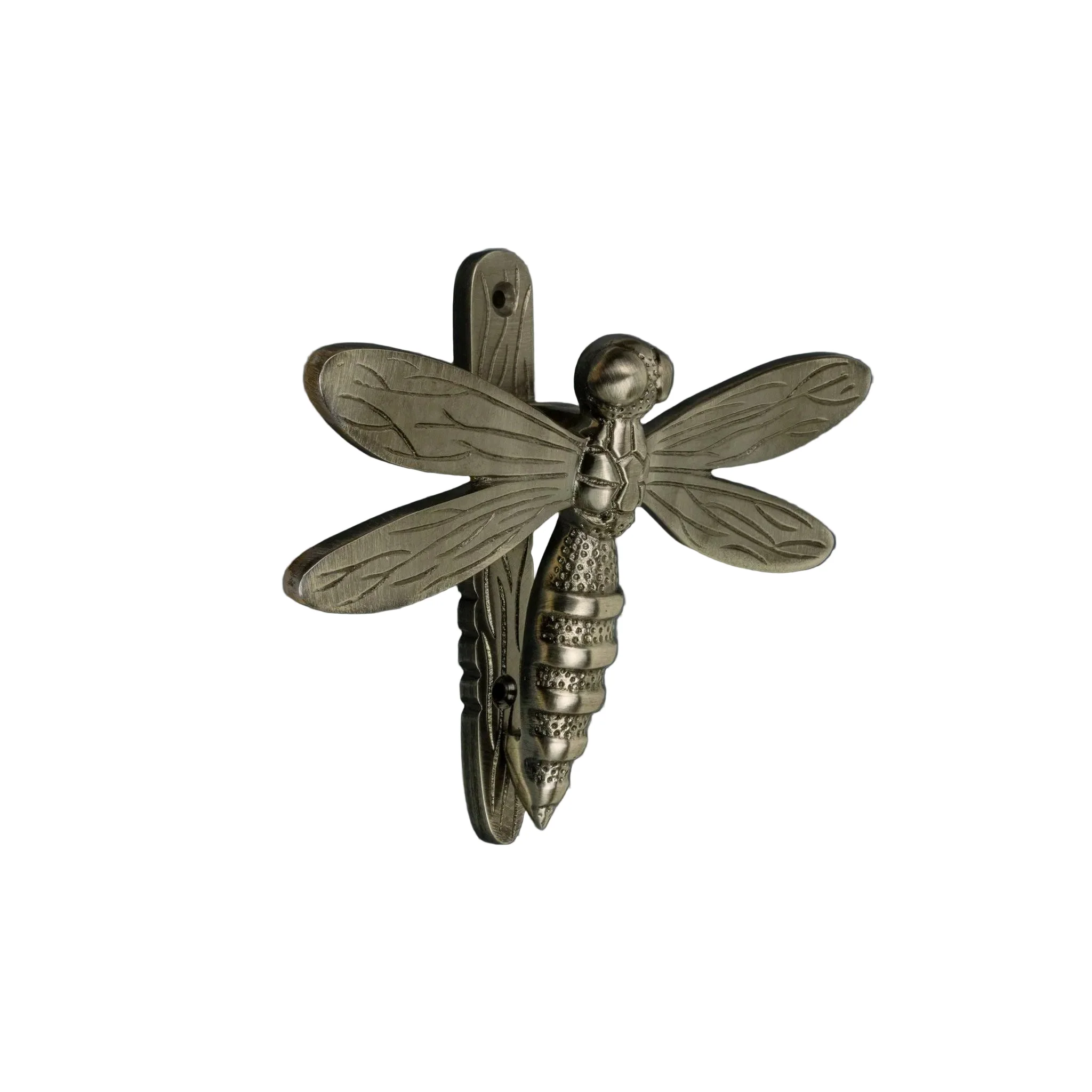 Brass Dragonfly Door Knocker - Pewter Finish