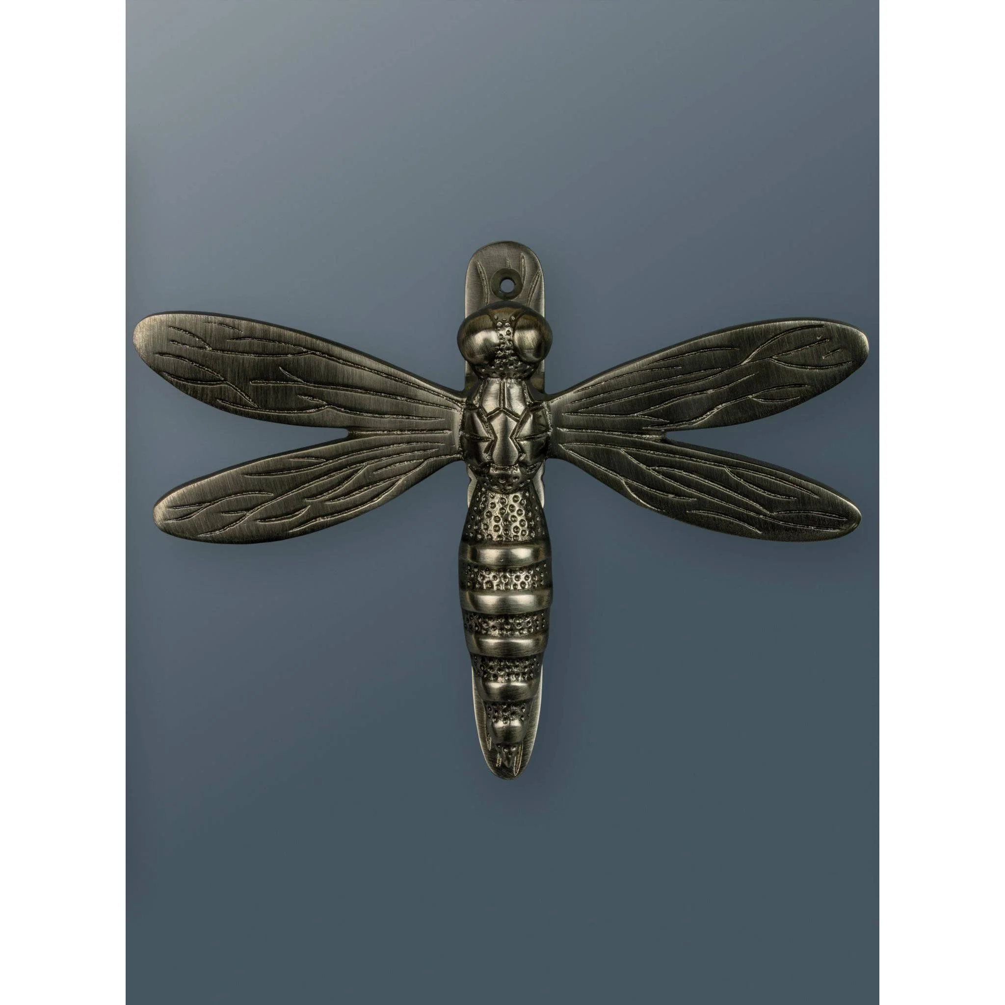 Brass Dragonfly Door Knocker - Pewter Finish - Image 3