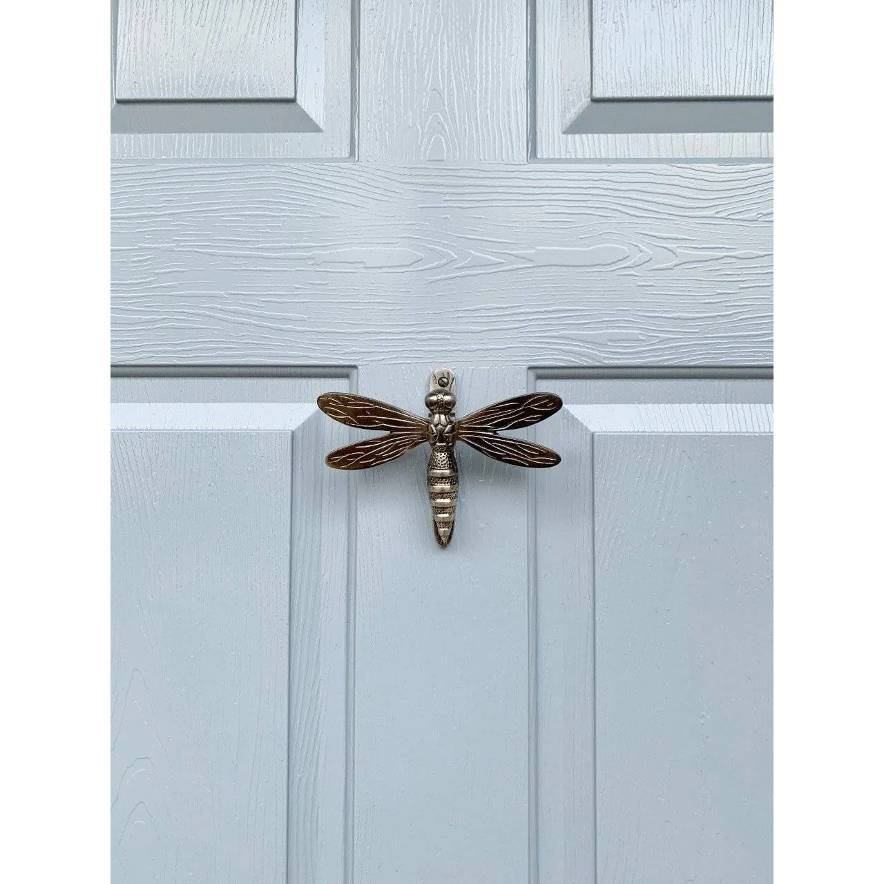 Brass Dragonfly Door Knocker - Pewter Finish - Image 5