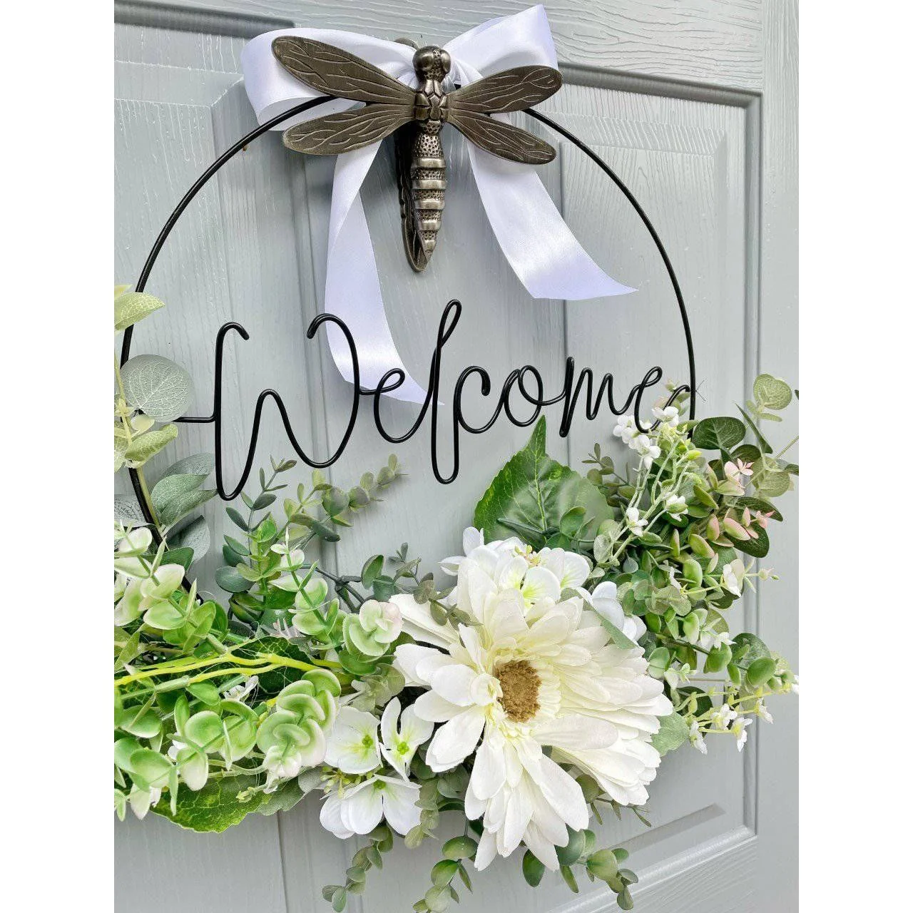 Brass Dragonfly Door Knocker - Pewter Finish - Image 9