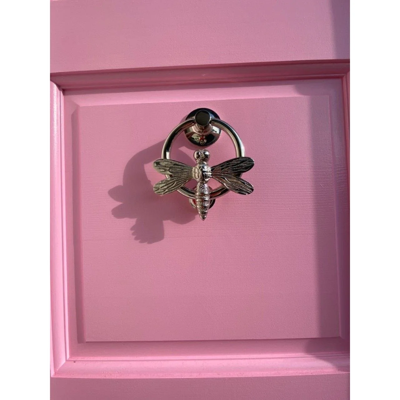 Brass Dragonfly Door Knocker with Ring - Nickel Finish - Image 4